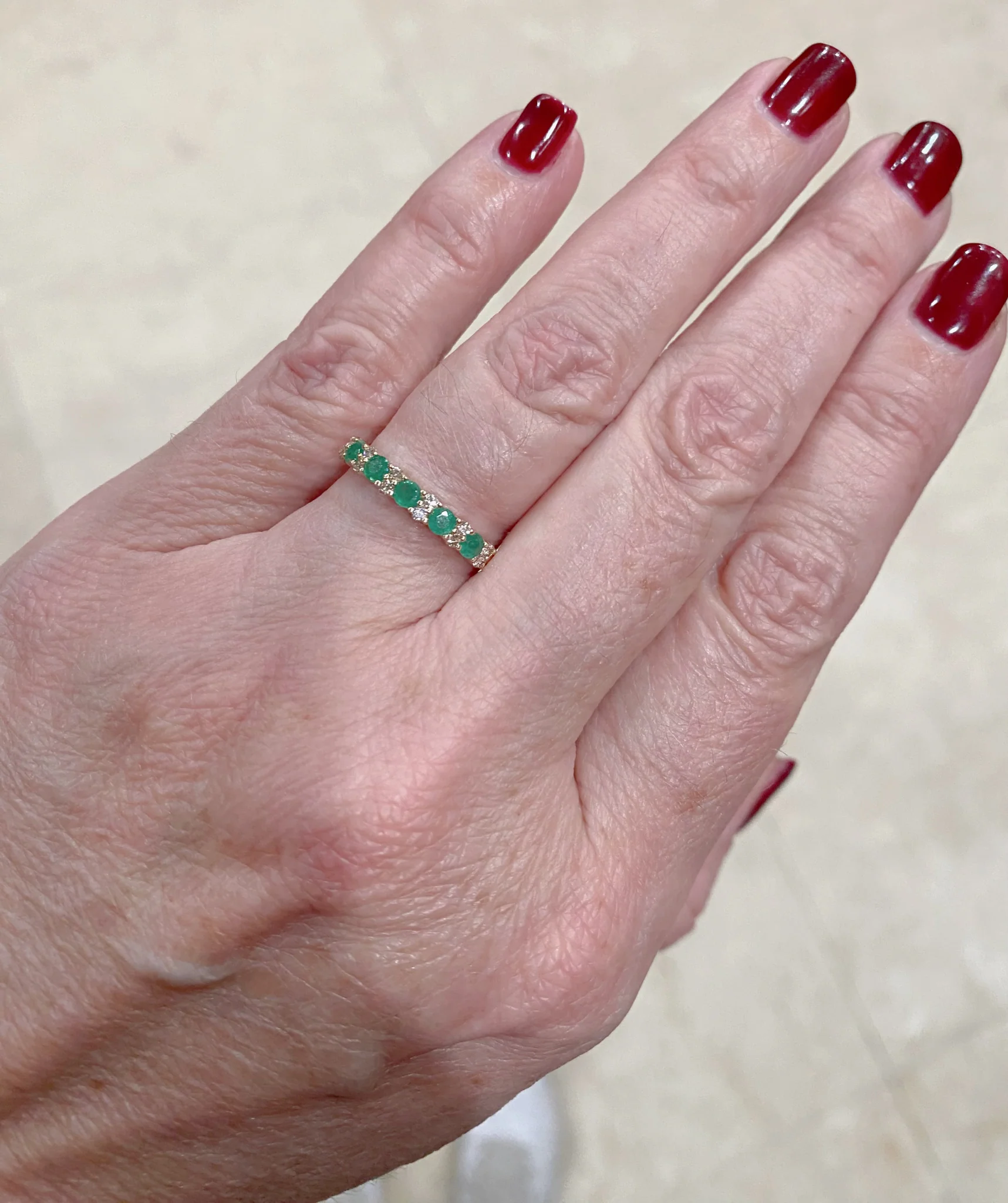 Color Stone And Diamond Station Band Ring - Image 7