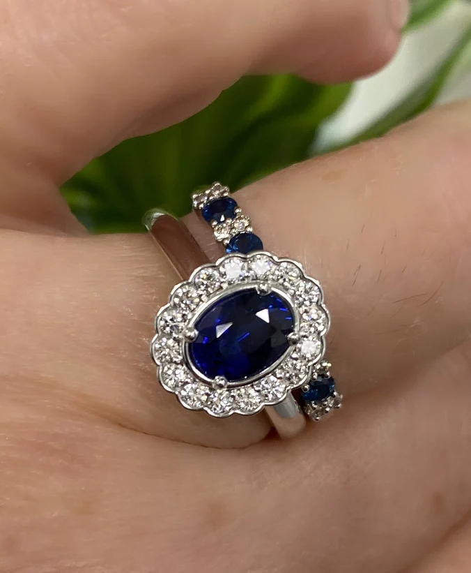 Color Stone And Diamond Station Band Ring - Image 8