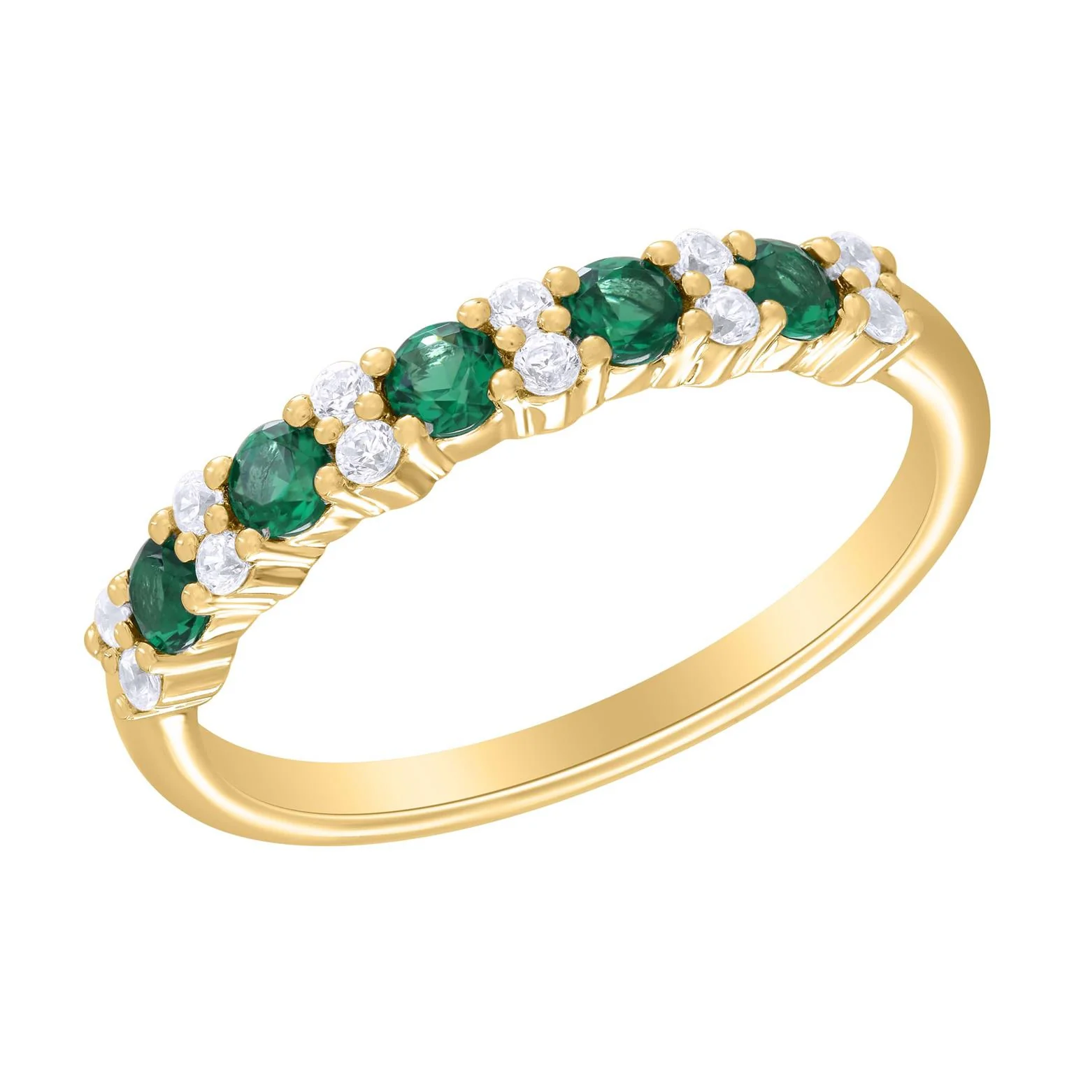 Color Stone And Diamond Station Band Ring - Image 9
