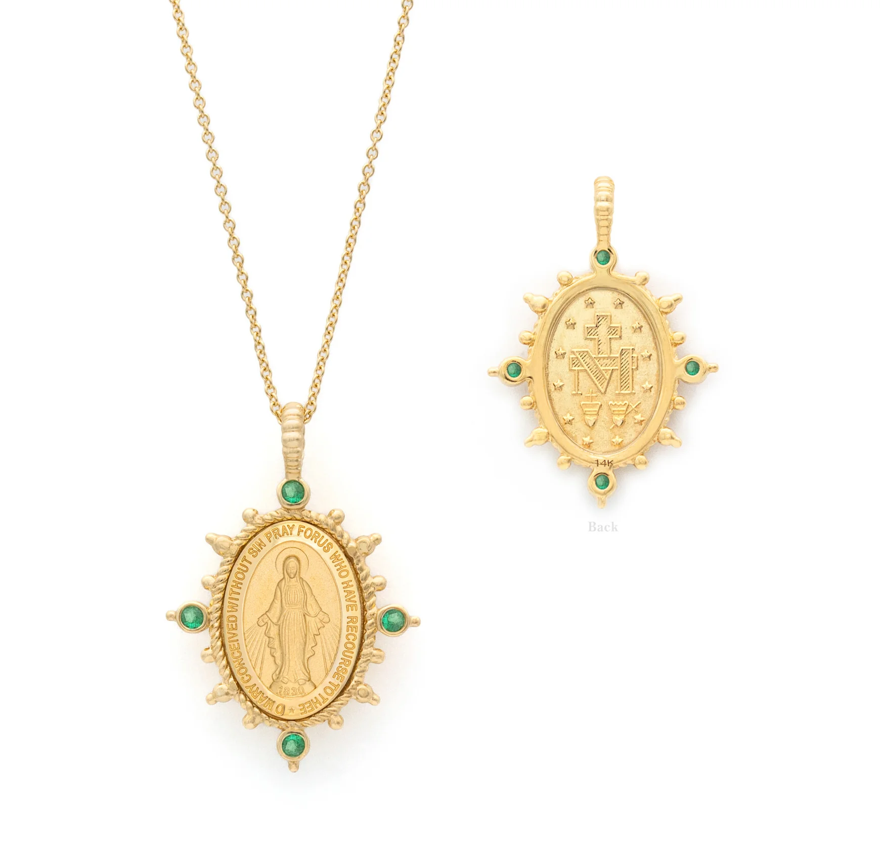 Color Stone Compass Rose Beaded Miraculous Medal - Image 8