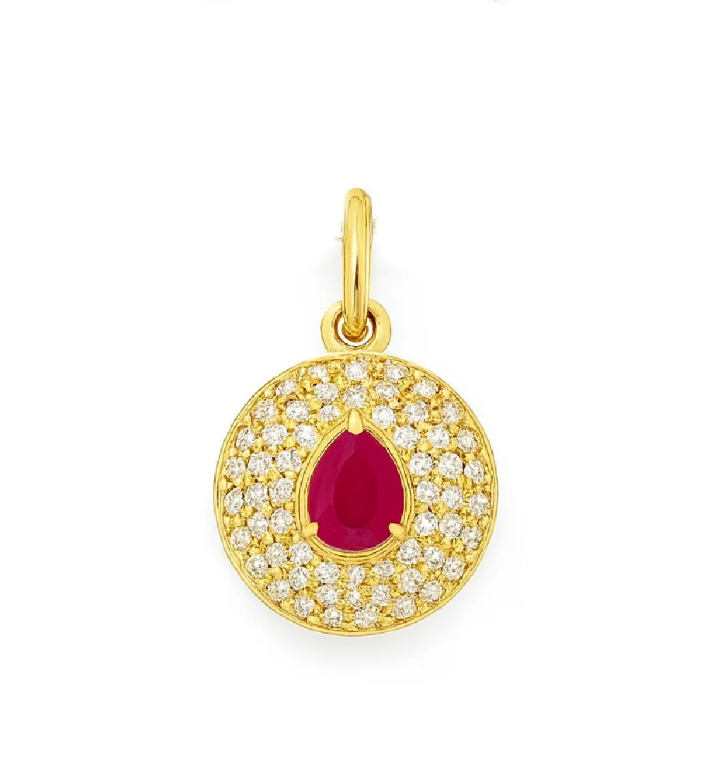 Color Stone Halo Medallion Necklace - Image 2