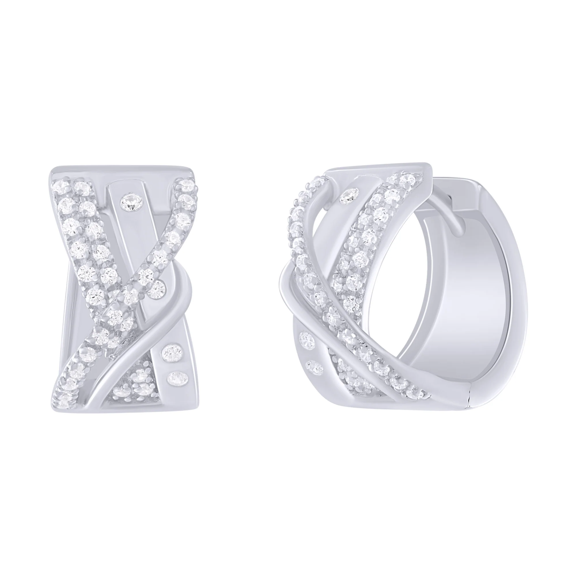 Crossover Diamond Huggies - Image 4