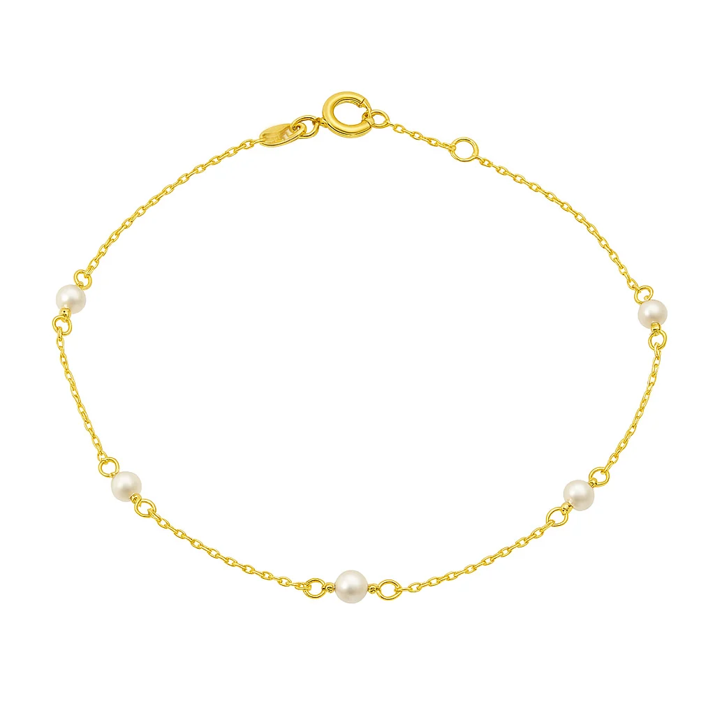 Dainty Fresh Water Pearl Station Bracelet - Image 4