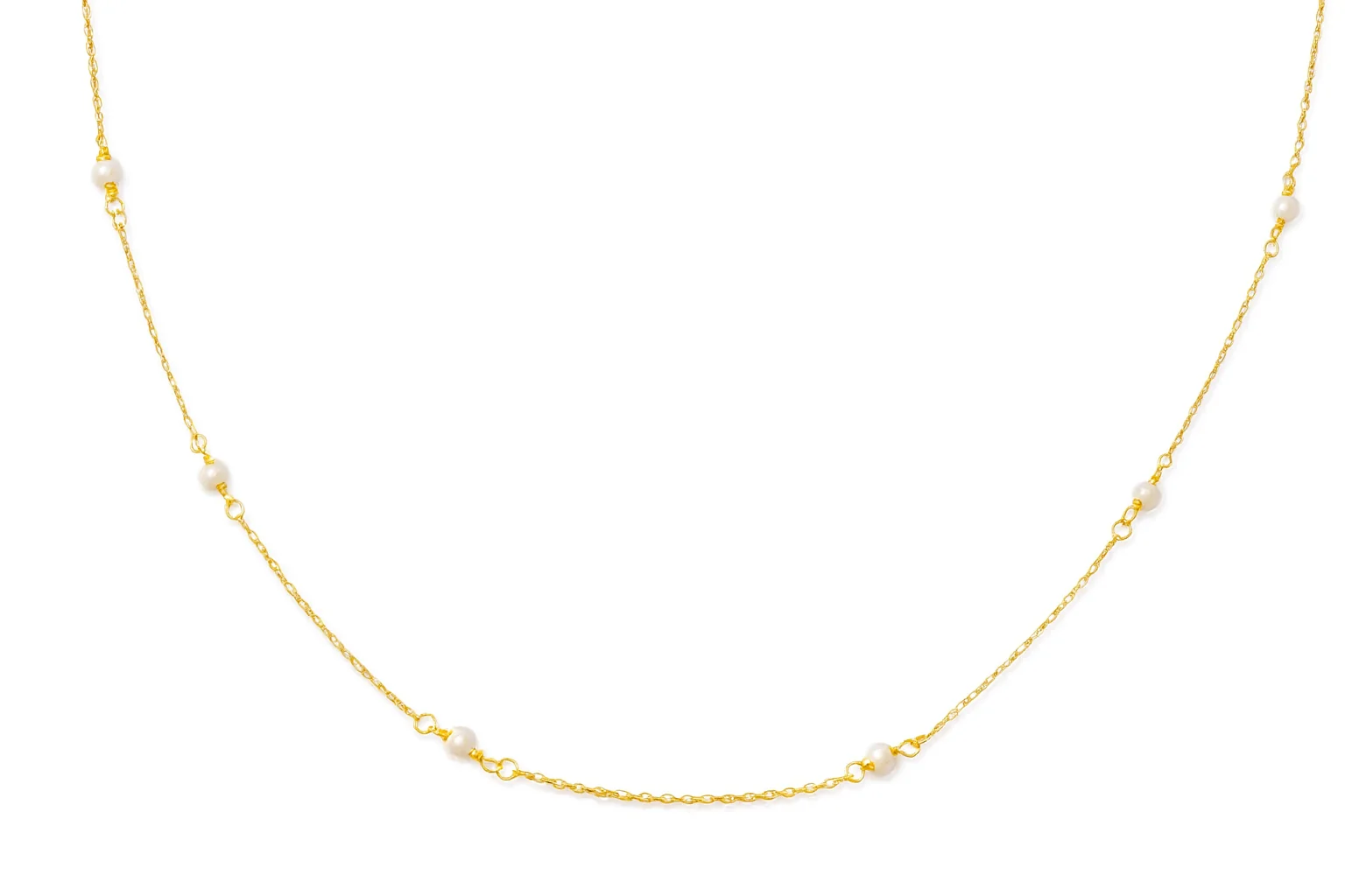 Dainty Fresh Water Pearl Station Necklace-2.5mm