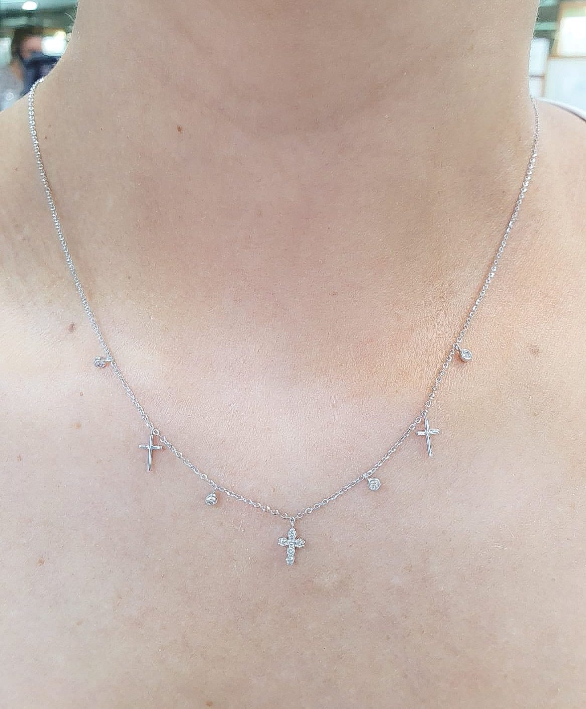 Dangling Diamond Bezel and Cross Necklace - Image 6