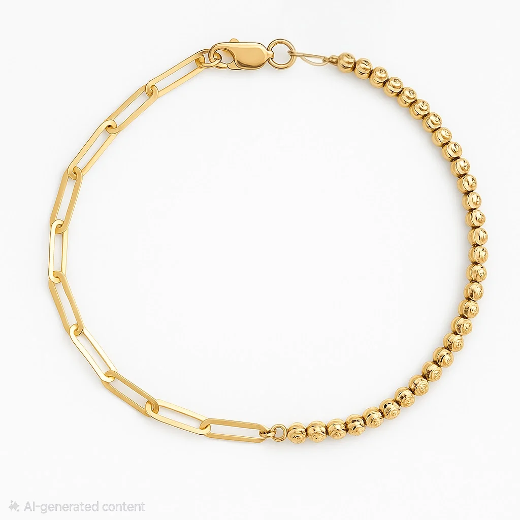 Dazzling Paperclip And Bead Diamond Cut Bracelet - Image 4
