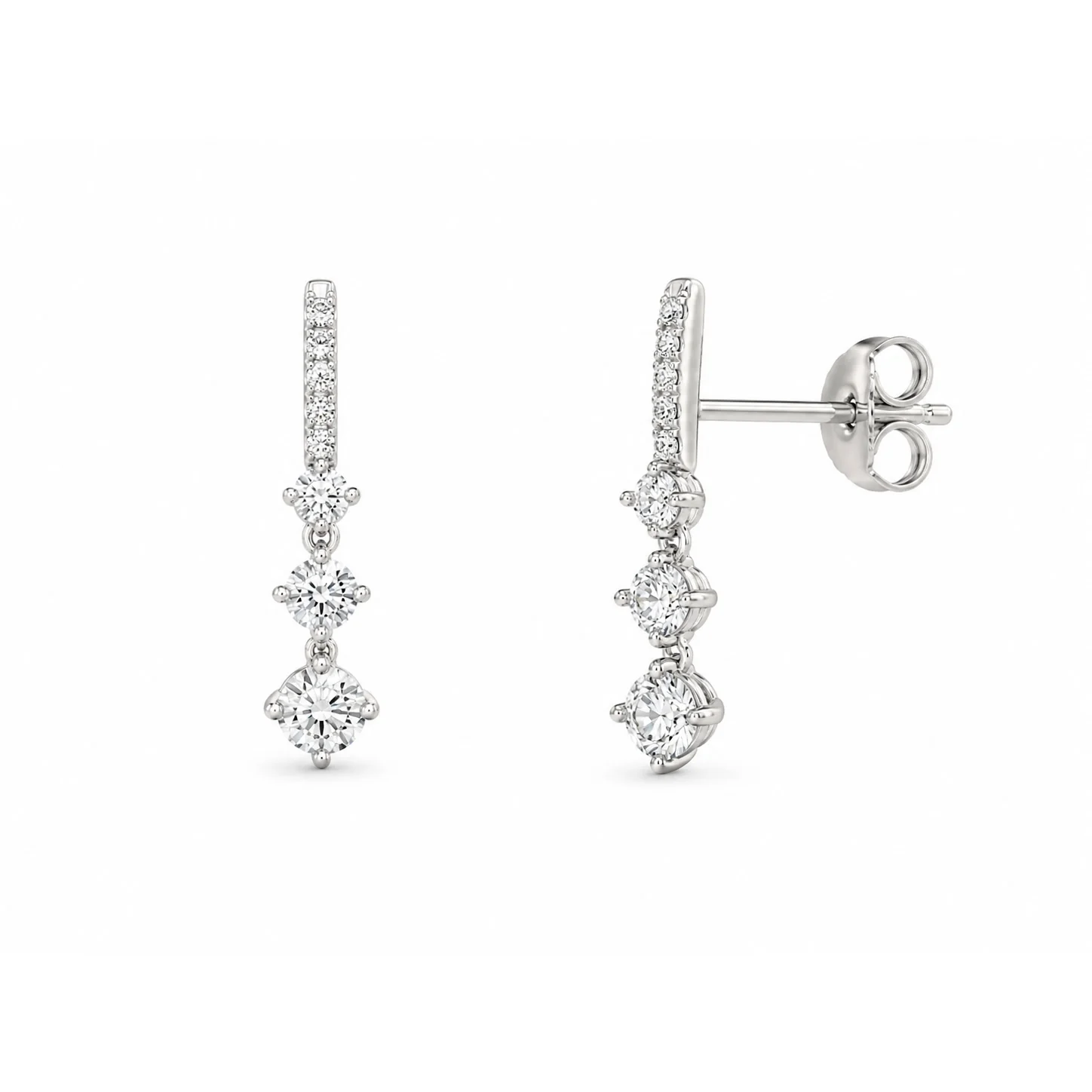 Diamond Drop Bar Earrings - Image 4