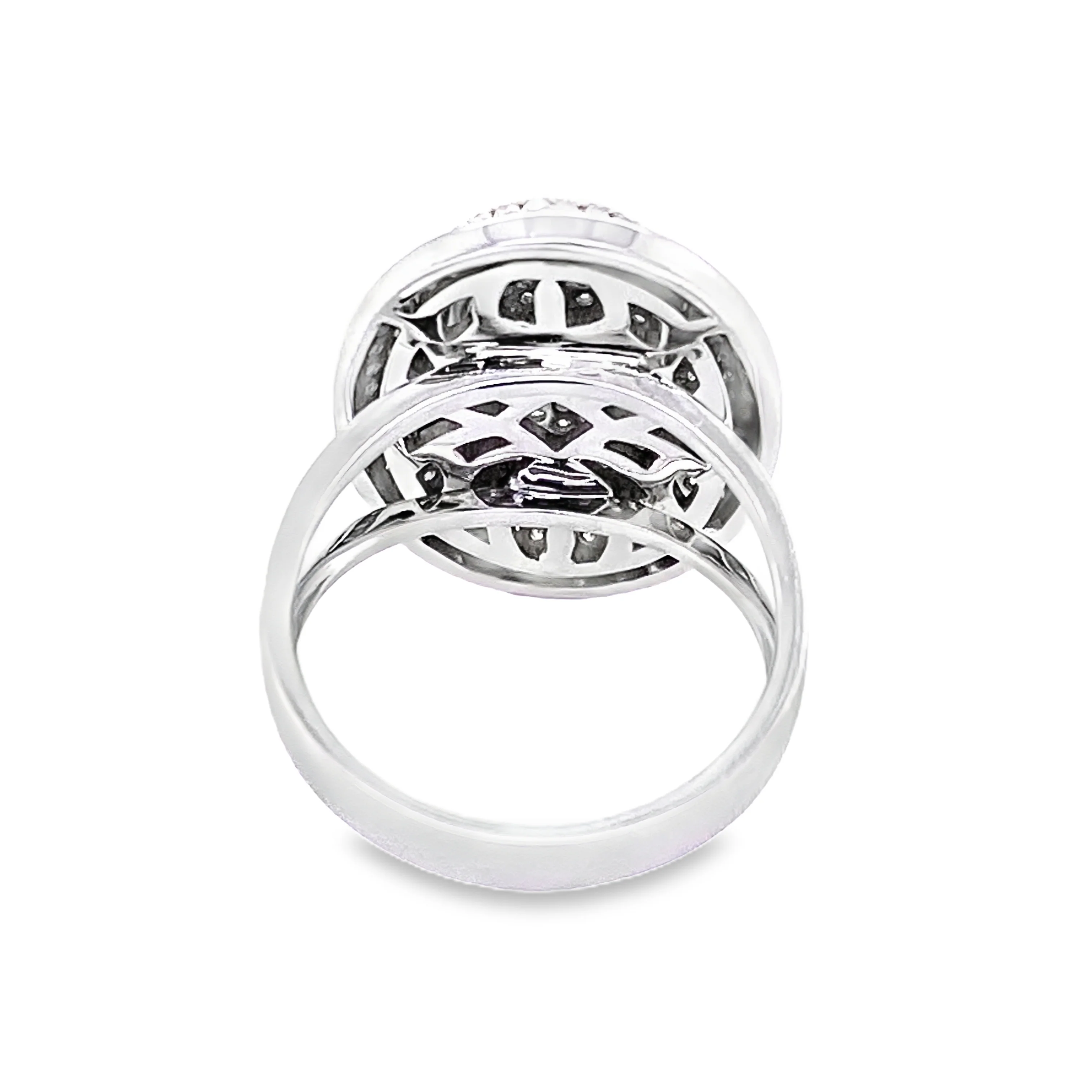 Diamond Micro Pave Oval Fancy Cocktail Ring Two -Tone Gold - Image 3