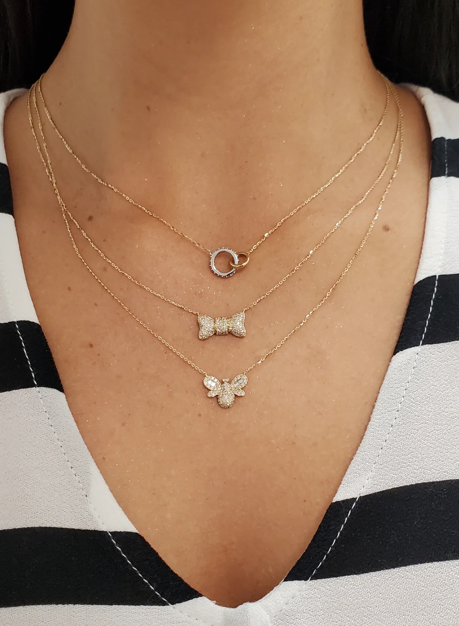 Diamond Pave Bow Necklace - Image 4