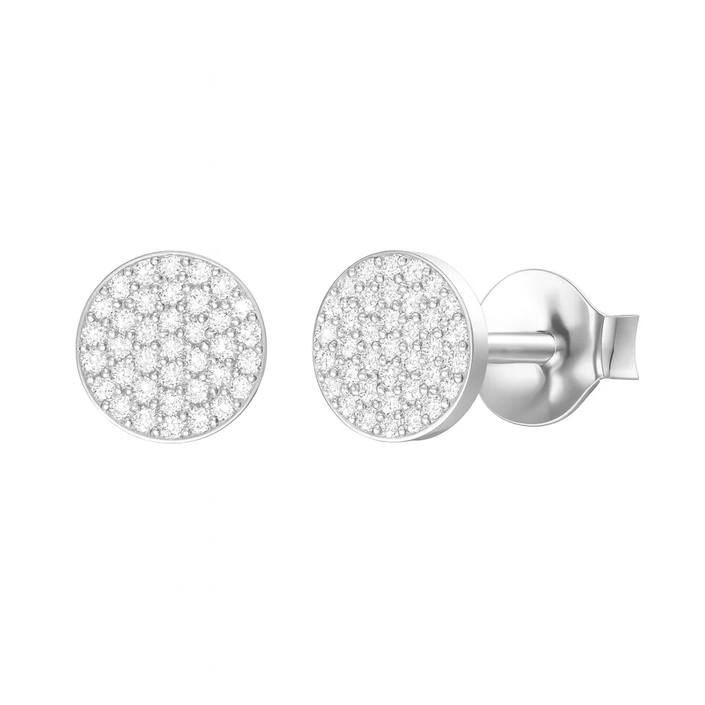 Diamond Pave Disc Stud Earrings - Image 3