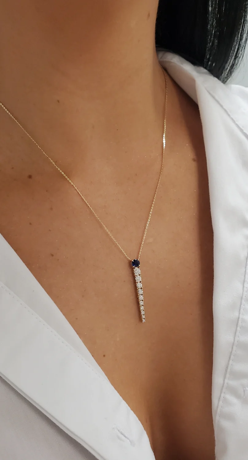 Diamond Riviera Round Cut Color Stone Lariat Necklace - Image 3
