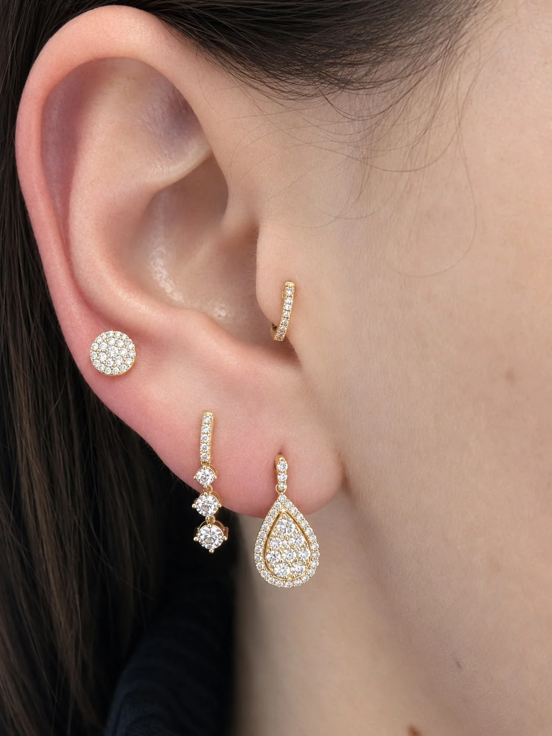 Diamond Teardrop Earrings - Image 3