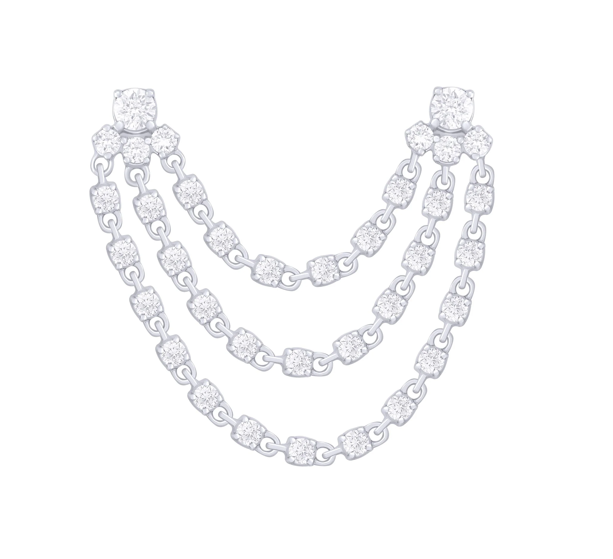 Diamond Triple Chain Stud Earring - Image 2