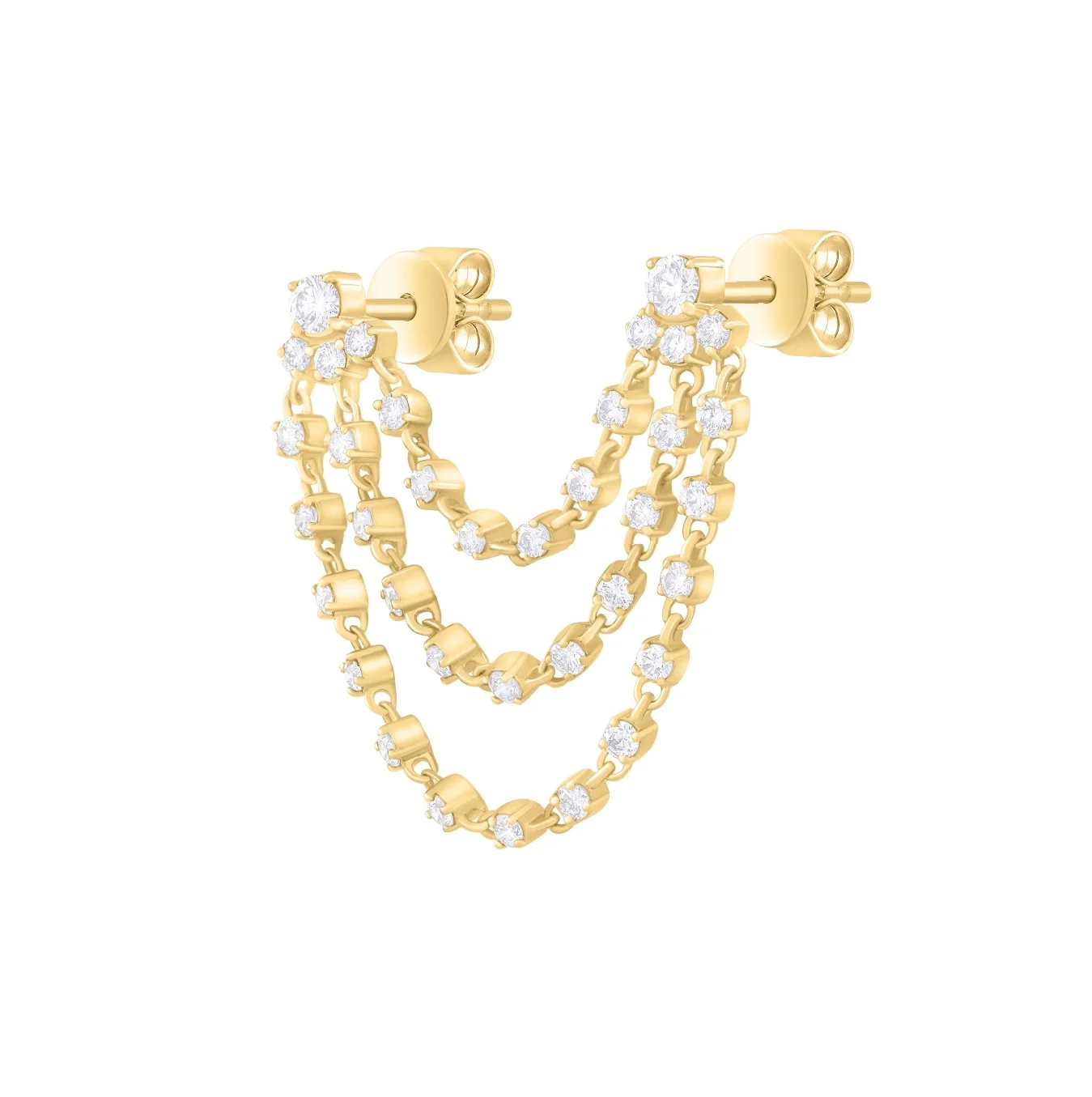 Diamond Triple Chain Stud Earring - Image 3