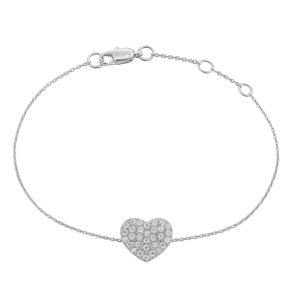 Endless Love 14K Gold Diamond Pave Heart Bracelet - Image 4