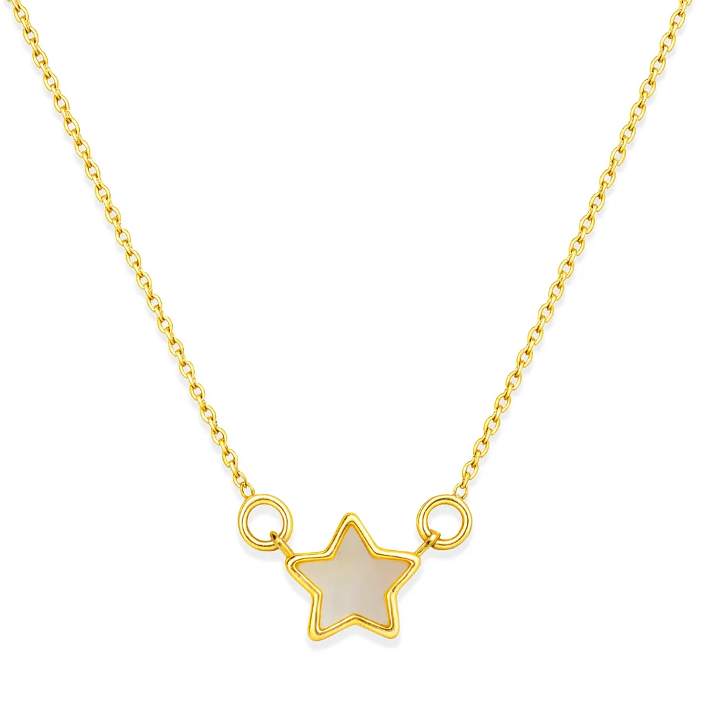 Fine Bezel Single Star Mother of Pearl Necklace