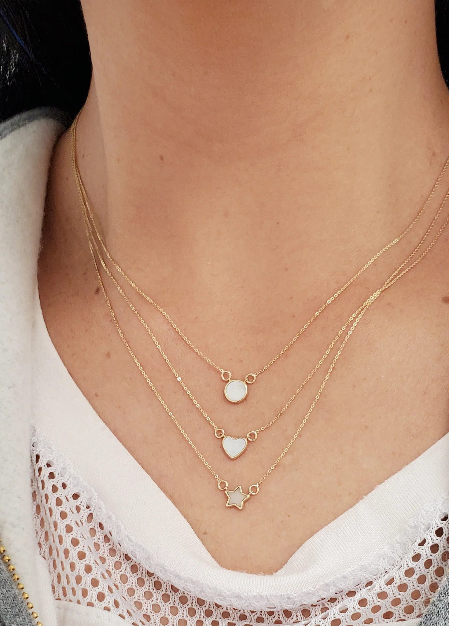 Fine Bezel Single Star Mother of Pearl Necklace - Image 2