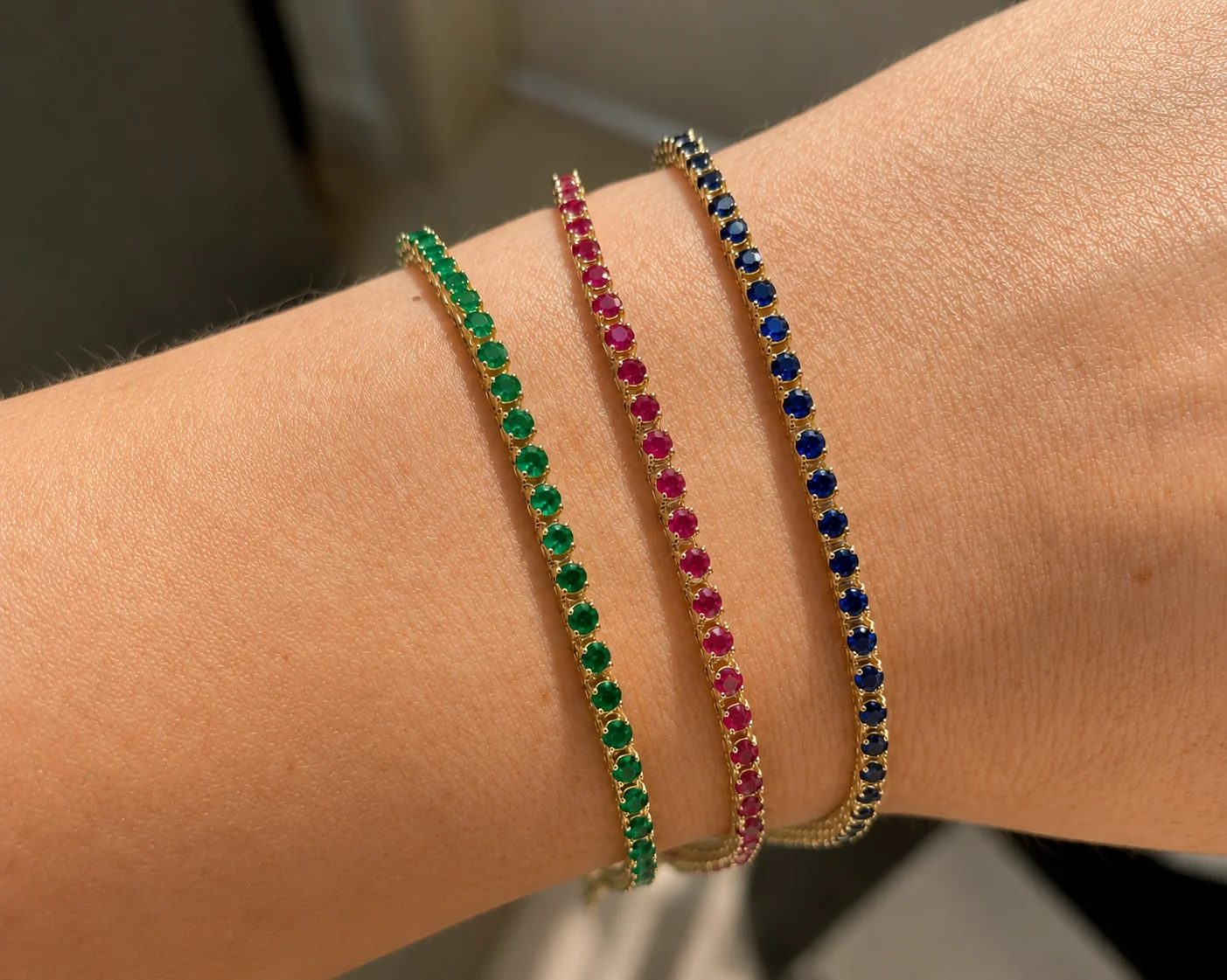 Fine Color Stone Tennis Bracelet - Image 4