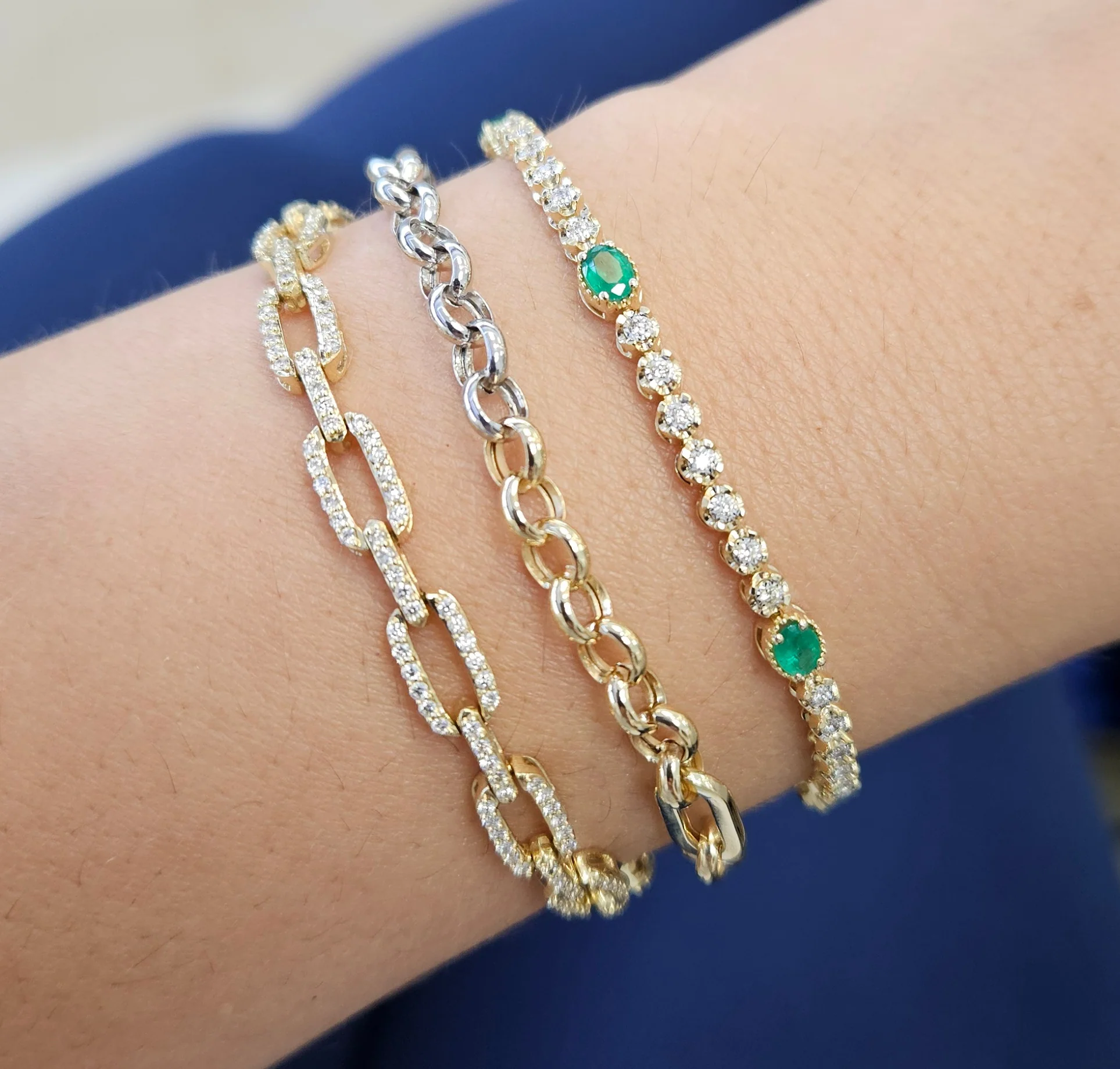 Golden Glamour 14K Gold Diamond Pave Paperclip Link Bracelet - Image 3