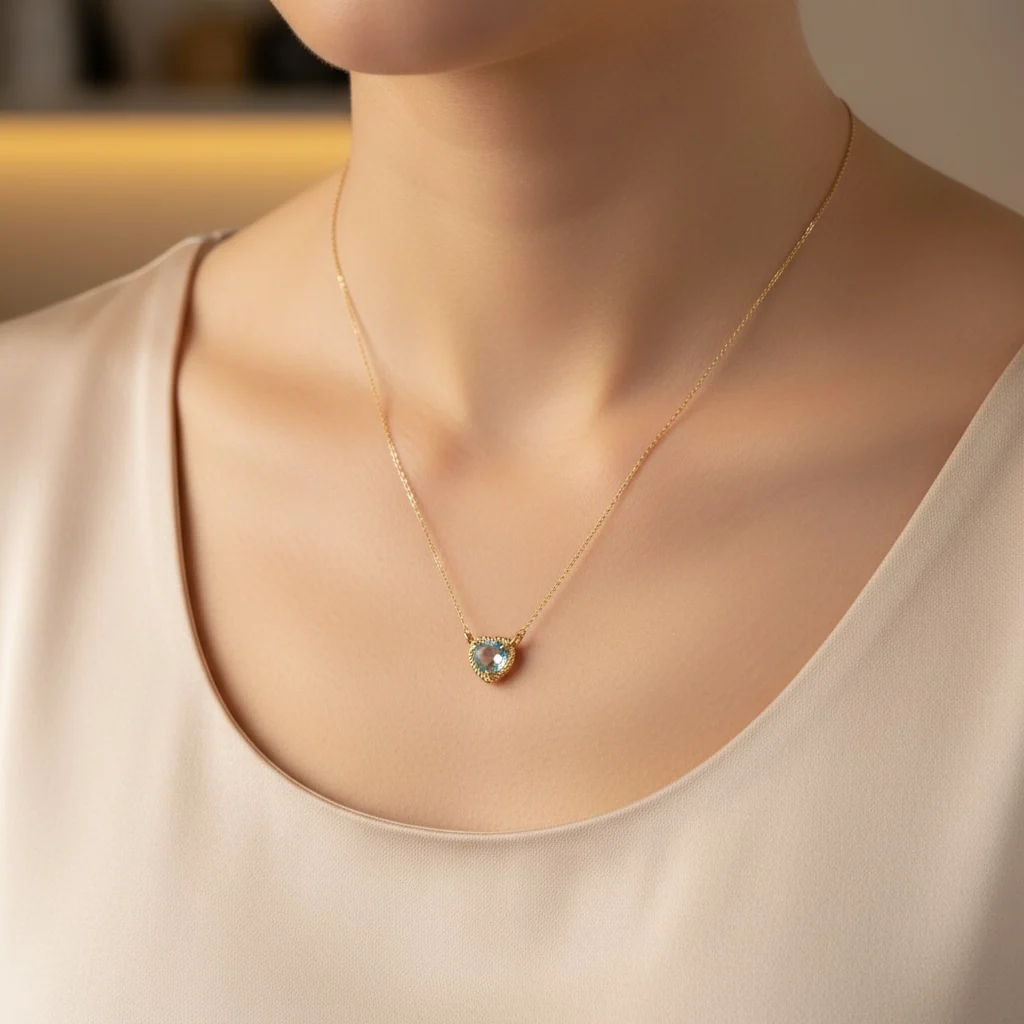 Heart Blue Topaz Rope Halo Jewelry Set - Image 4