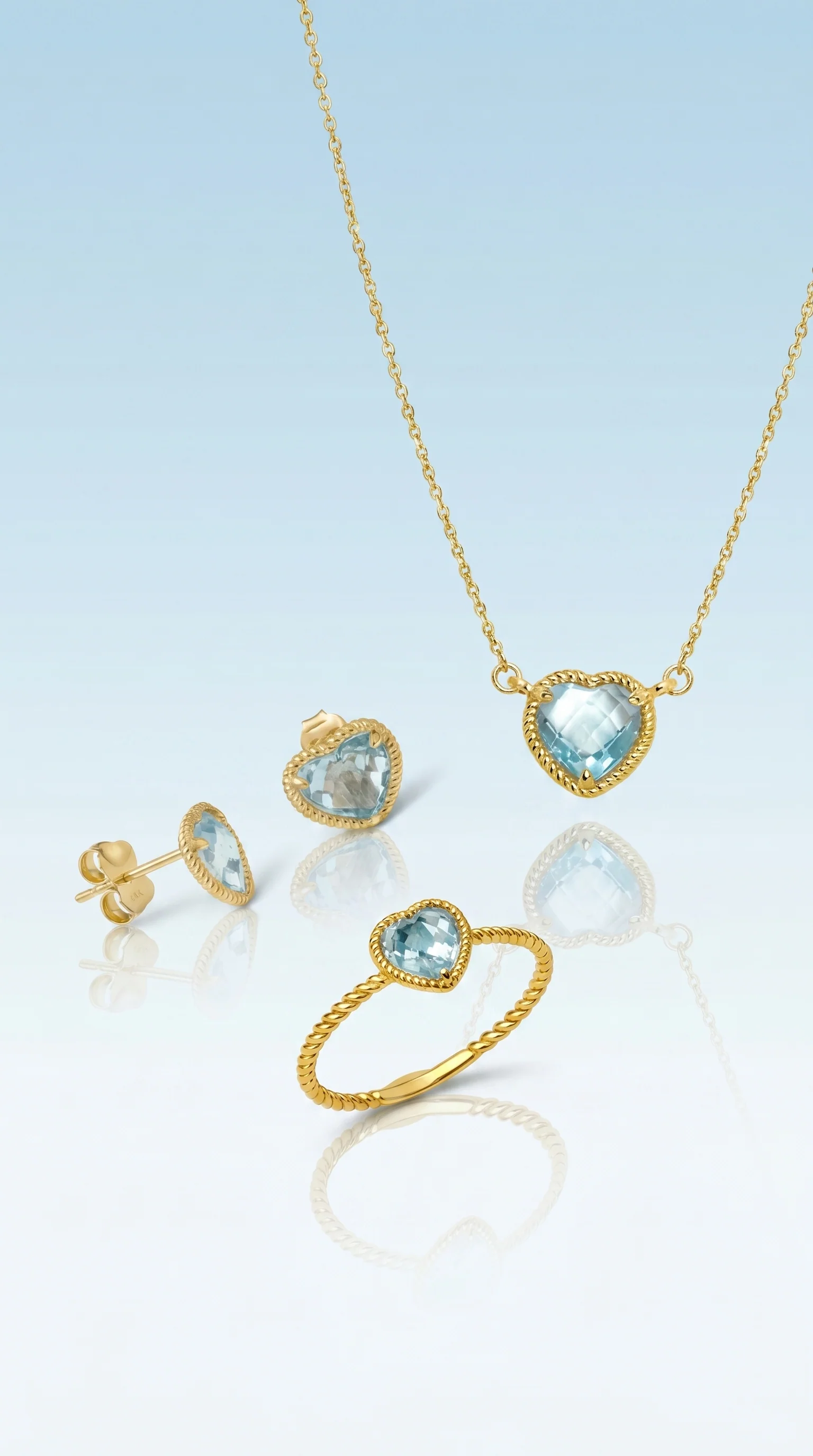 Heart Blue Topaz Rope Halo Jewelry Set - Image 7