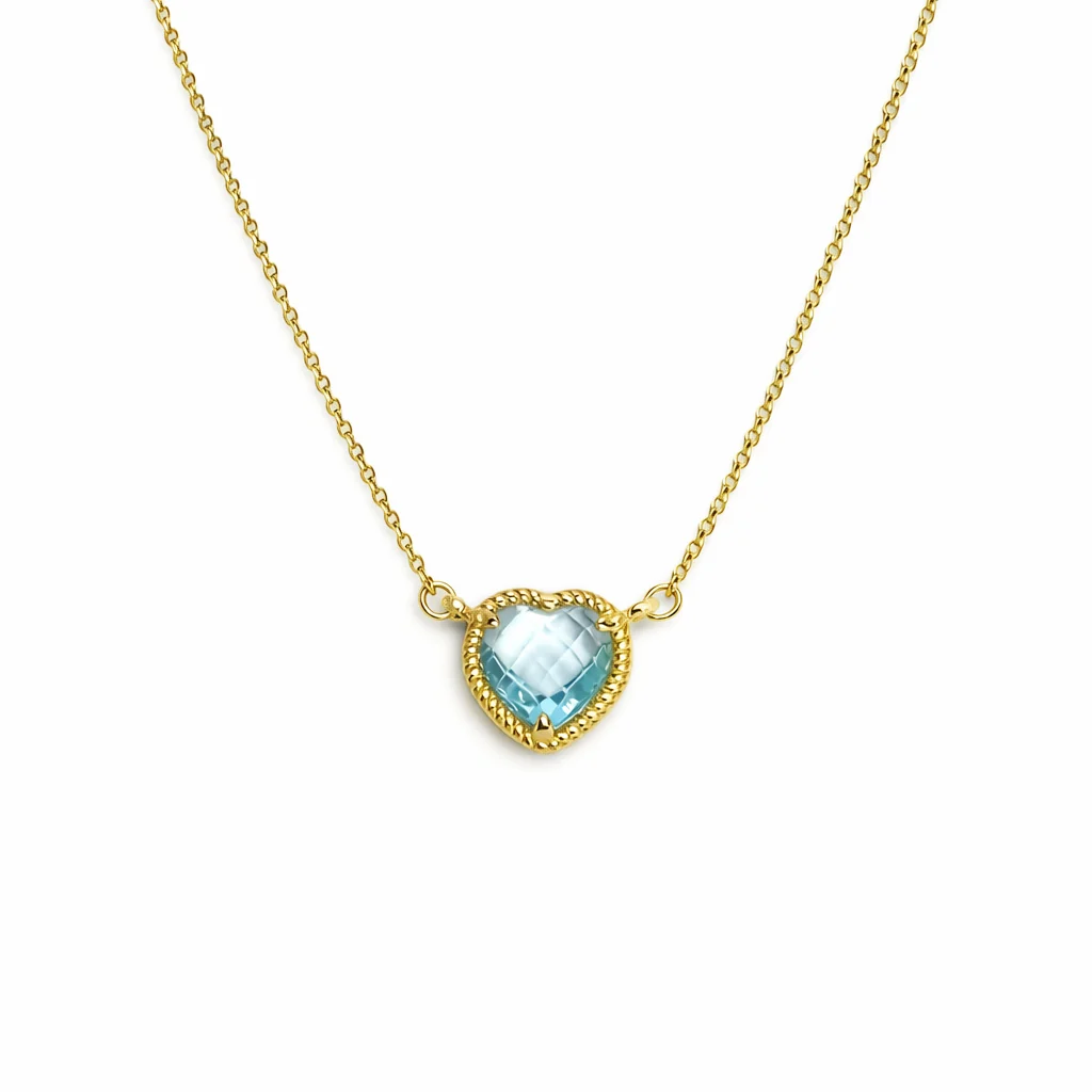 Heart Blue Topaz Rope Halo Jewelry Set - Image 9