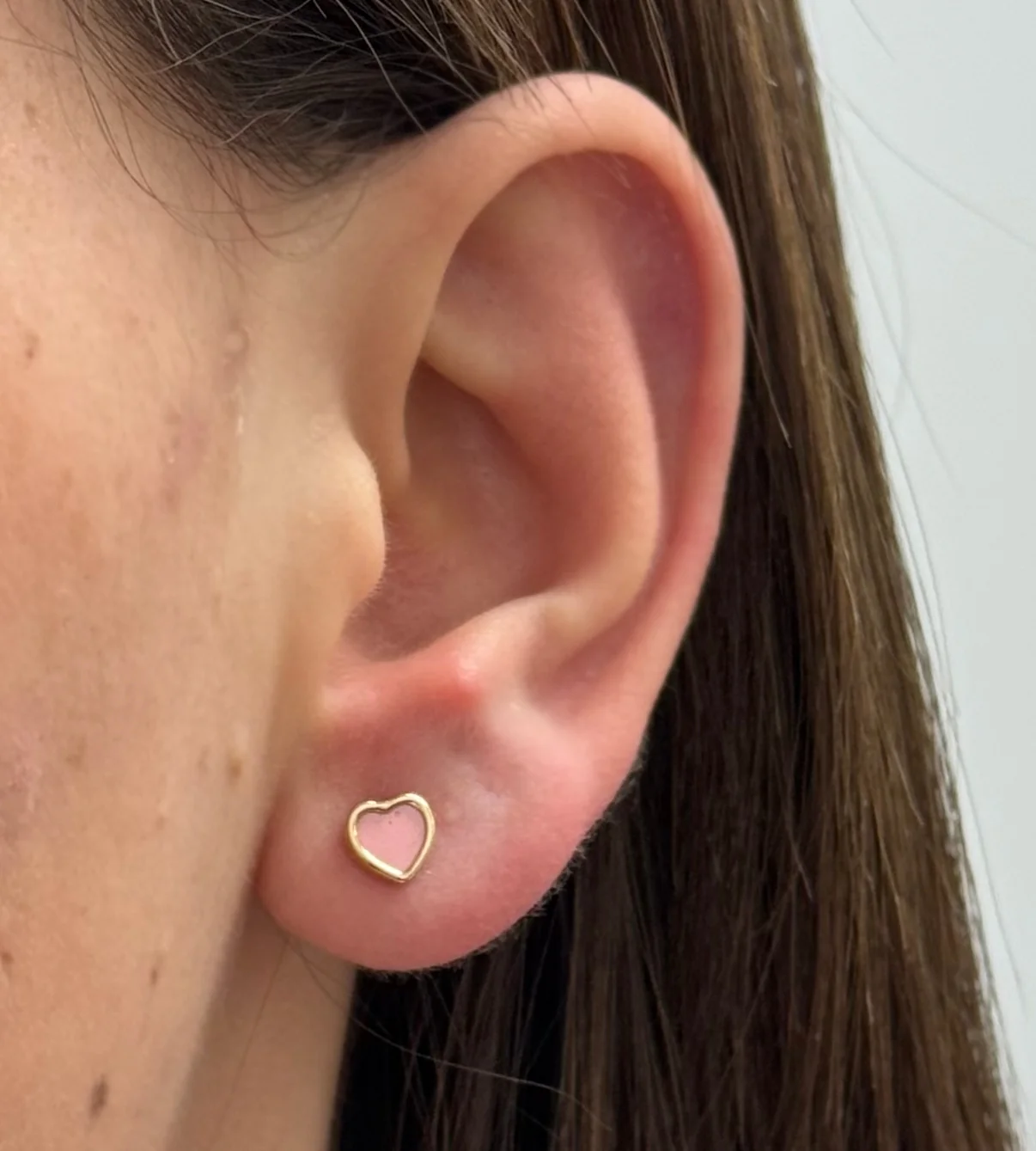 Heart Mother of Pearl Stud Baby Earrings - Image 2