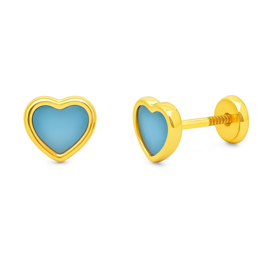 Heart Mother of Pearl Stud Baby Earrings - Image 4