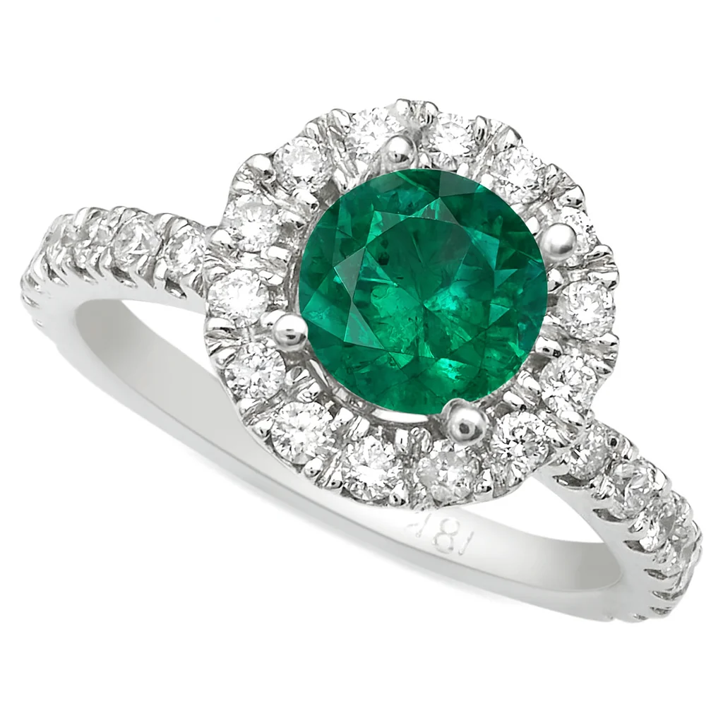 Le Fleur Round Halo French Pave Diamond Engagement Ring 14K White Gold - Image 5