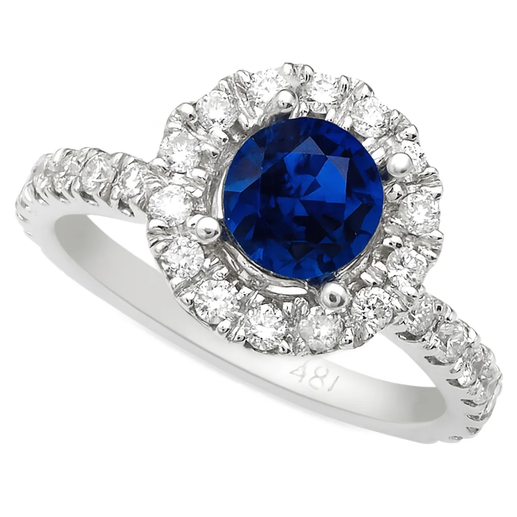 Le Fleur Round Halo French Pave Diamond Engagement Ring 14K White Gold - Image 8