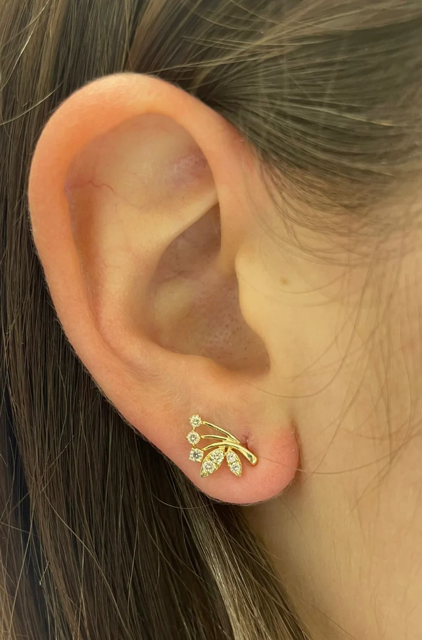 Lotus Flower Diamond Earrings - Image 3