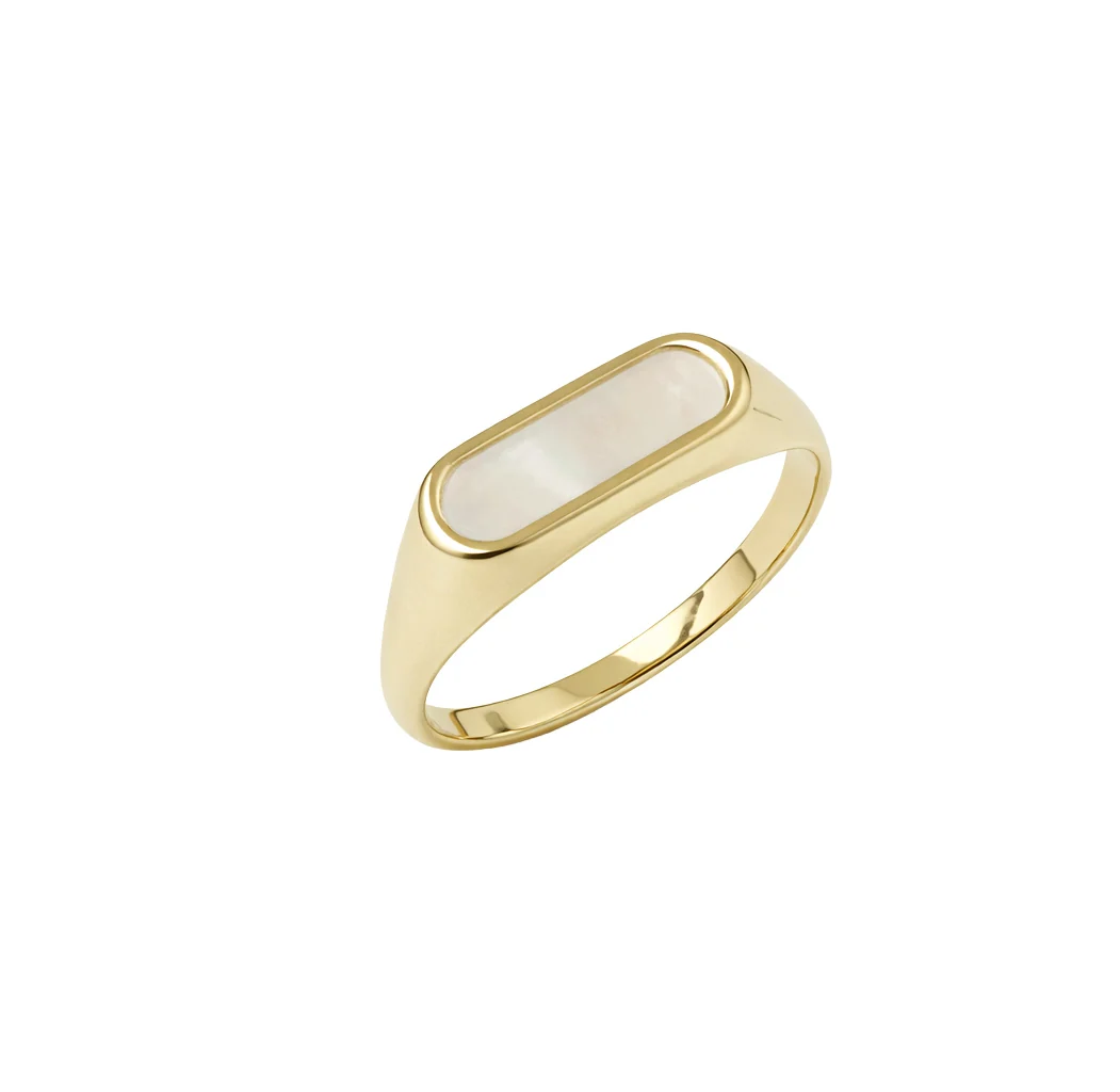 Malachite or Mother of Pearl Signet Ring - Image 4