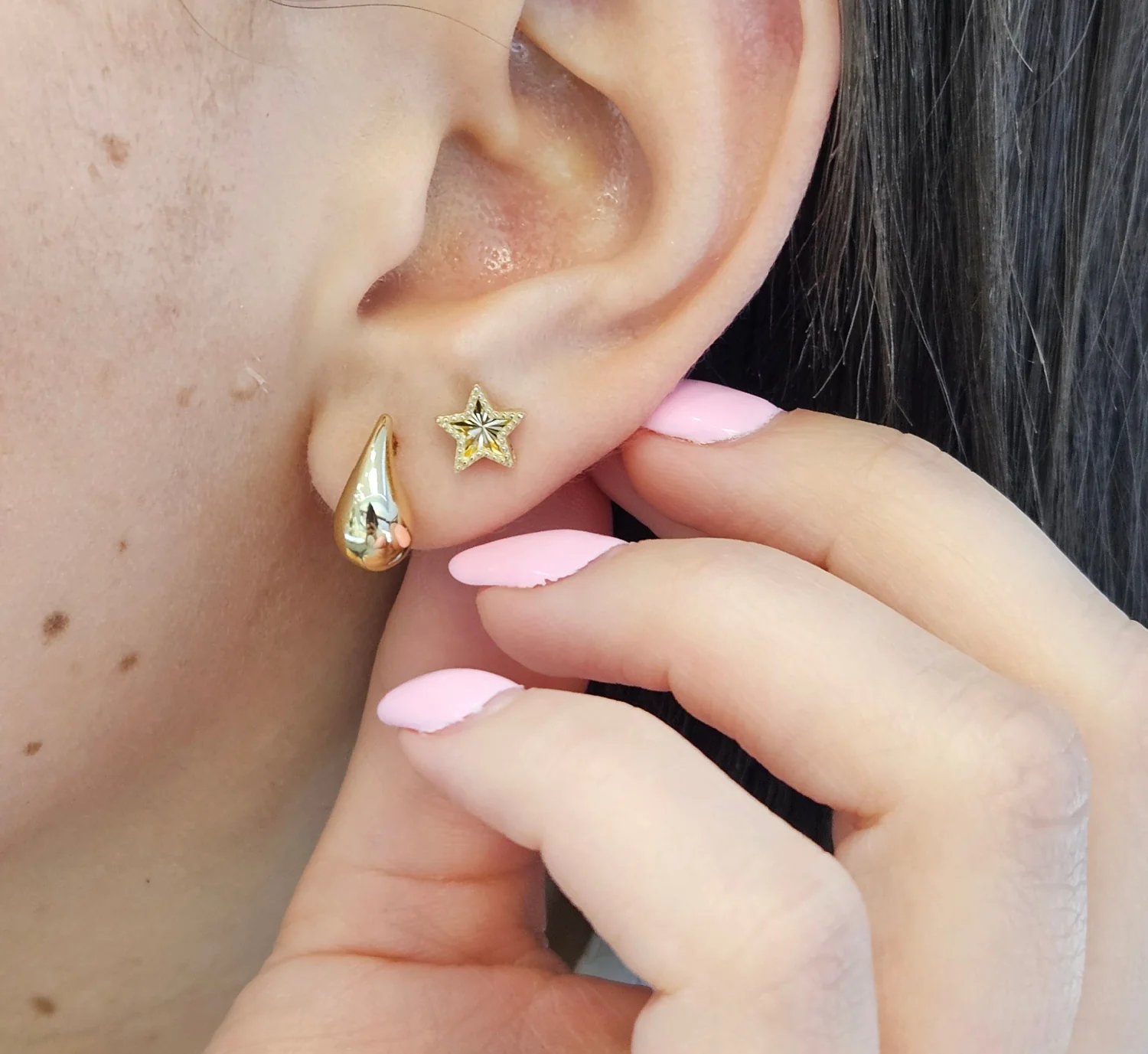Small Puff Drop Earrings - Image 3