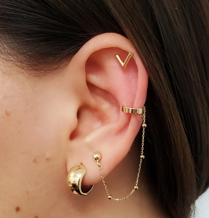 Medium Two Tone Hoop Earrings - Image 5