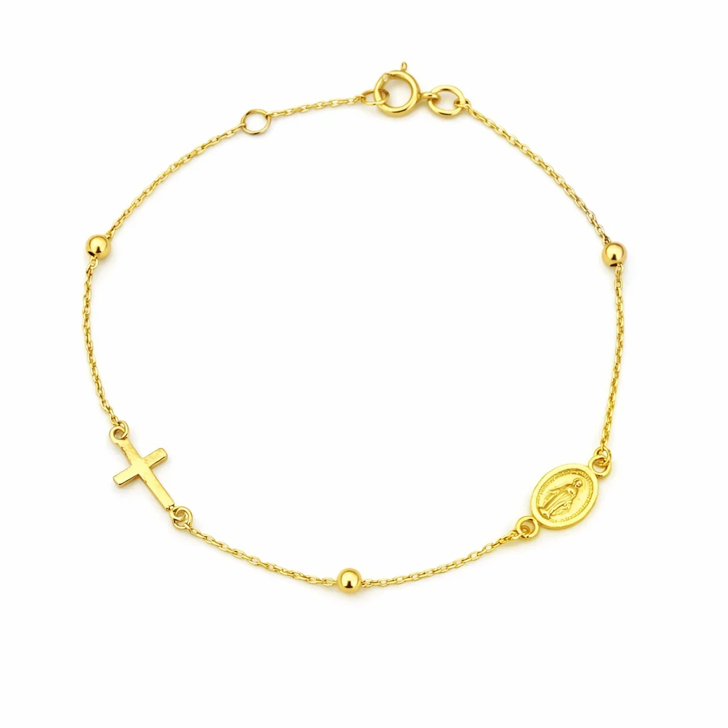 Mini Cross and Miraculous Medal Bracelet