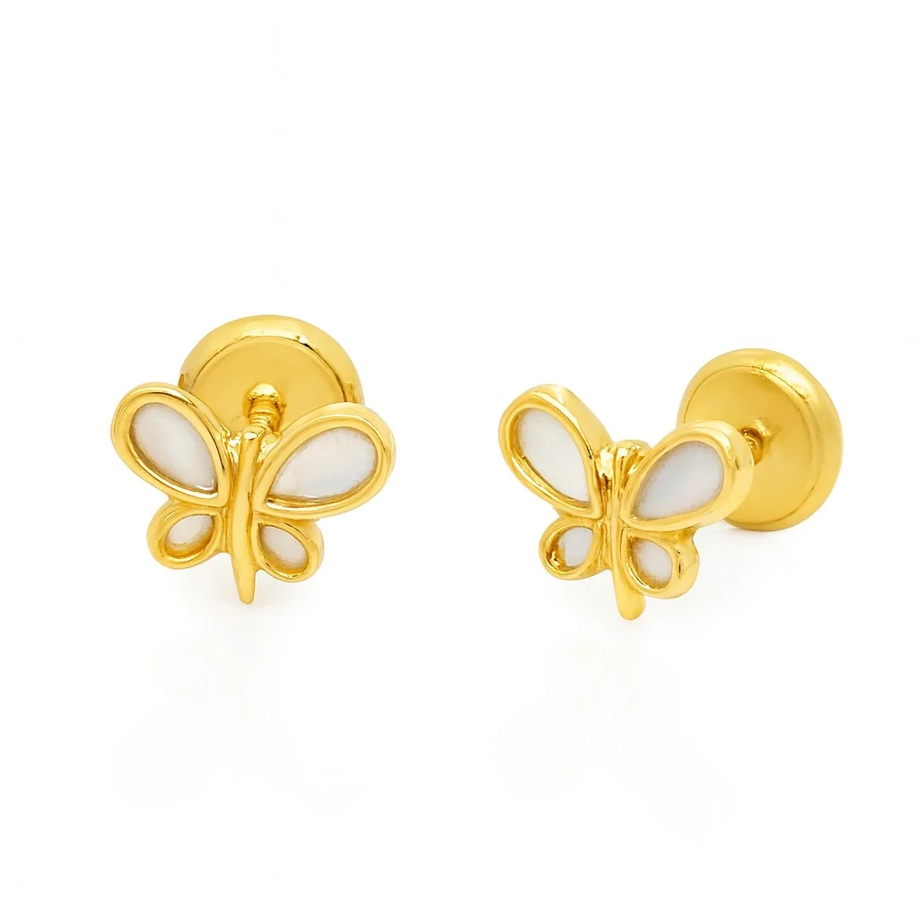 Mini Mother Of Pearl Butterfly Baby Earrings