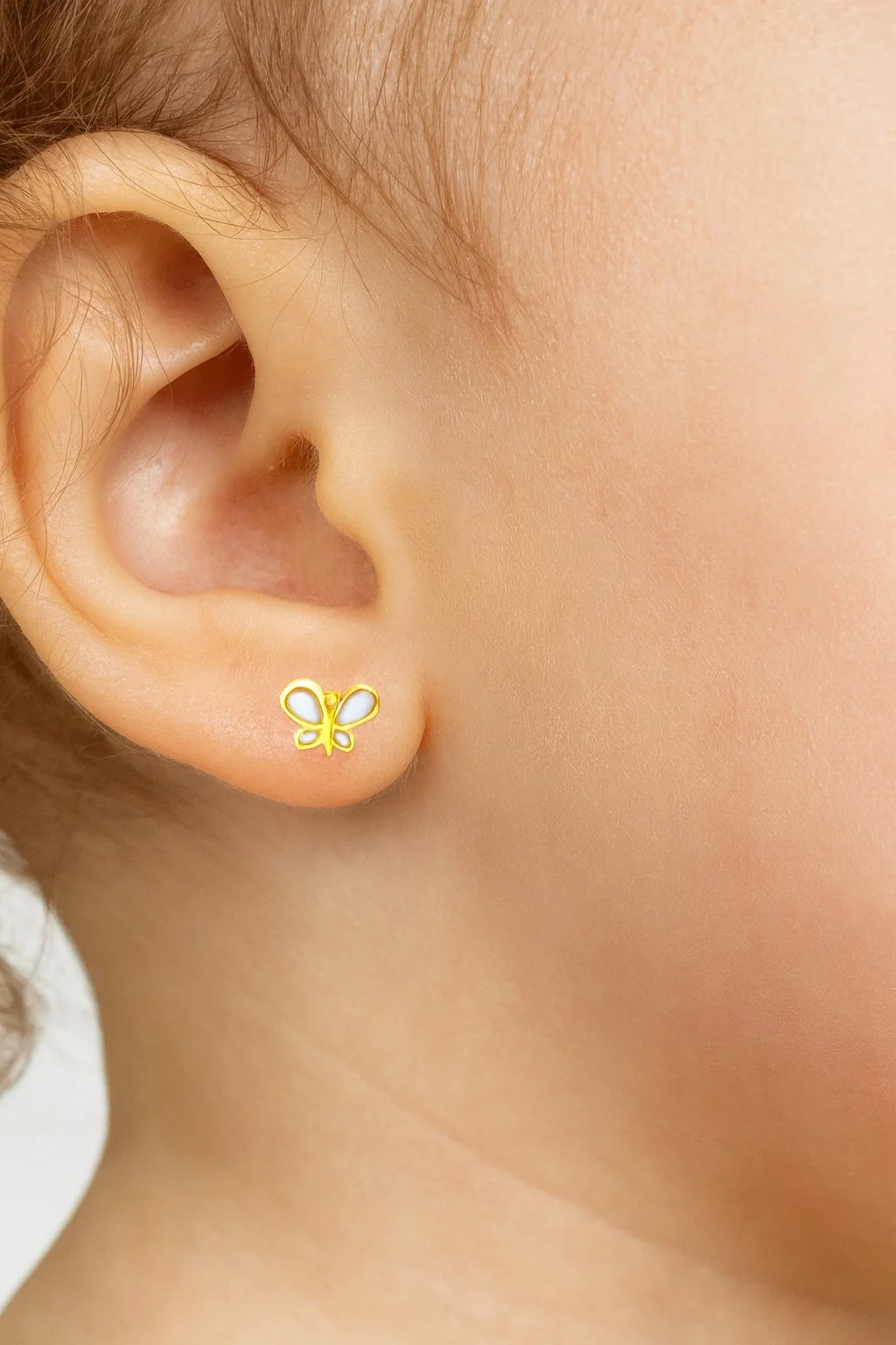 Mini Mother Of Pearl Butterfly Baby Earrings - Image 2