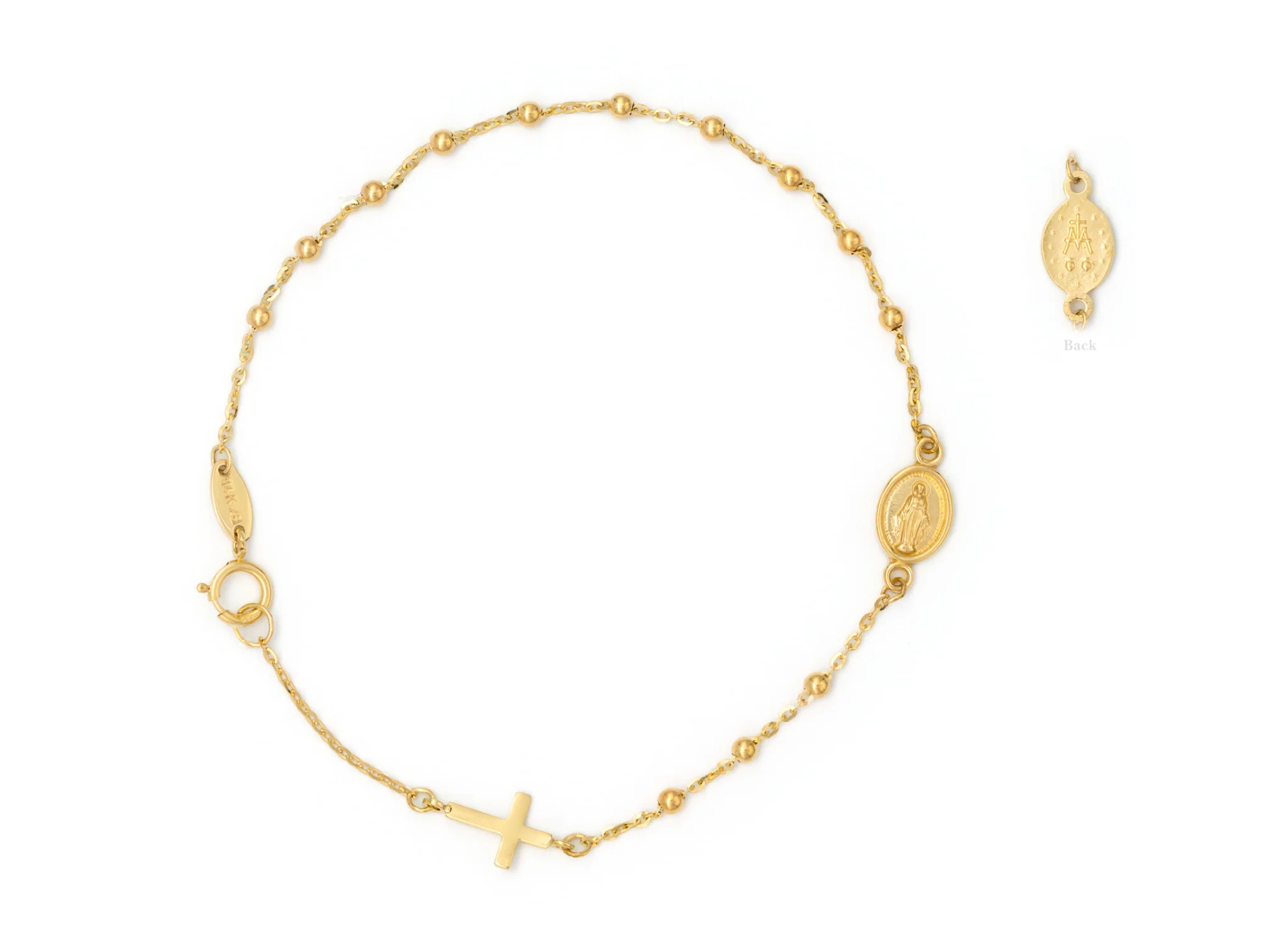 Miraculous and Cross Rosary Religious Bracelet