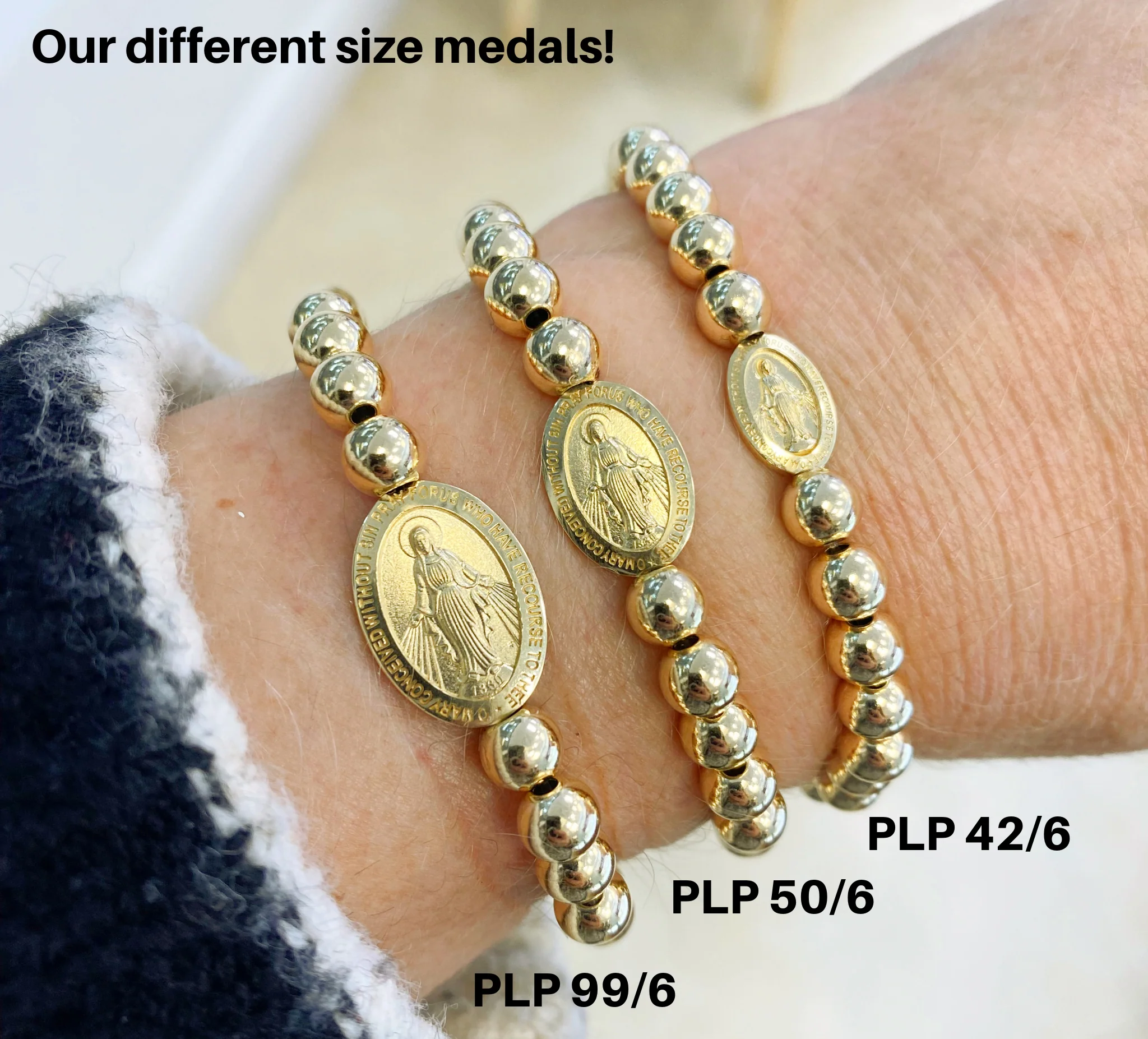 Miraculous Gold Filled Bead Elastic Bracelet 12X8mm - Image 3