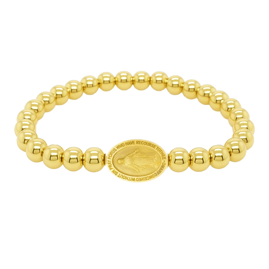 Miraculous Gold Filled Bead Elastic Bracelet 15x11mm