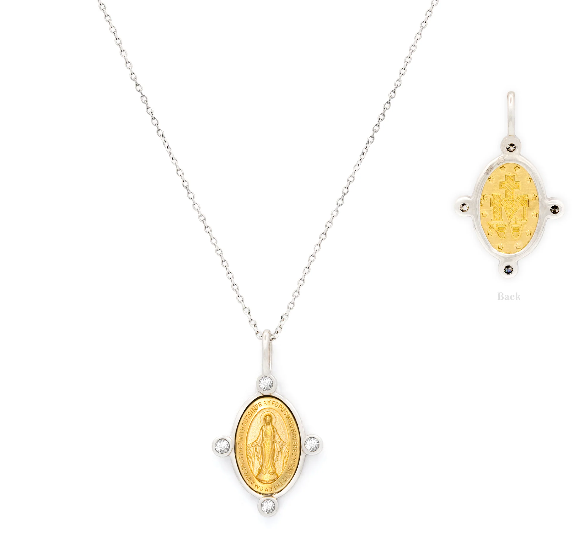 Miraculous Medal with Diamonds Necklace - Image 4