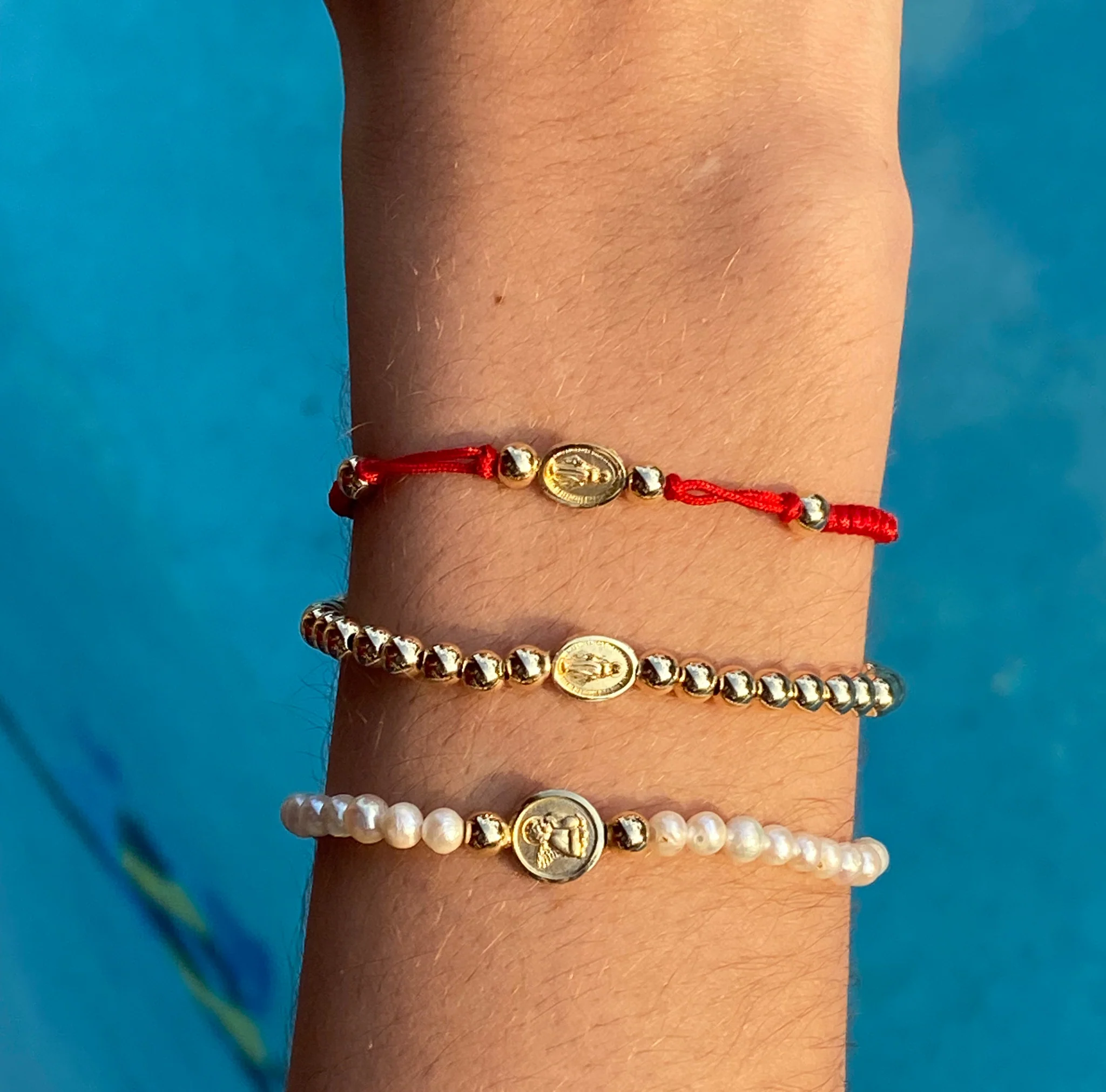 Miraculous or Guadalupe small Medal Macrame Bracelet - Image 10