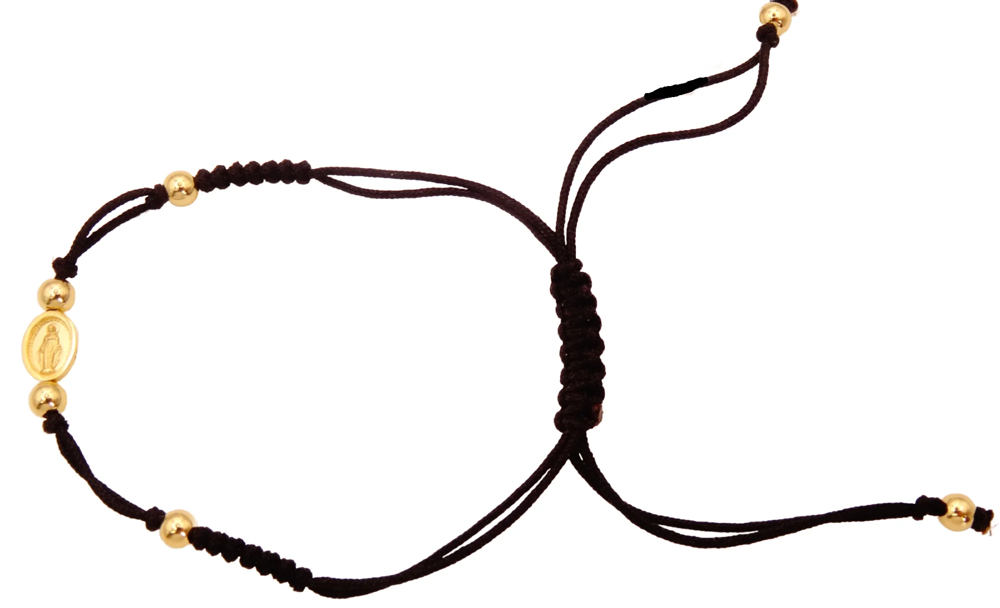 Miraculous or Guadalupe small Medal Macrame Bracelet - Image 2