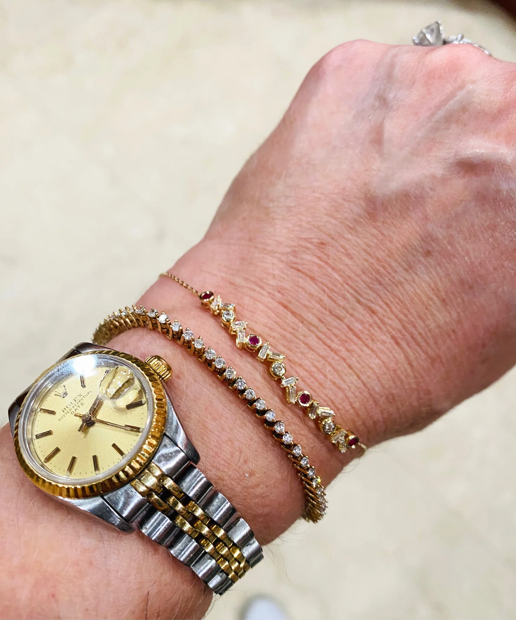 Mosaic Diamond Baguette and Color Stone Bracelet - Image 6