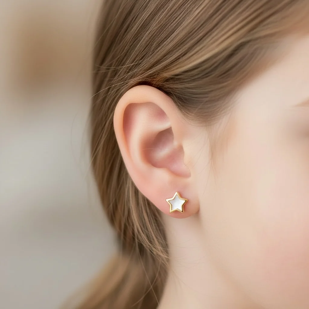 Mother of Pearl Star Earrings (7.0mm) - Image 2