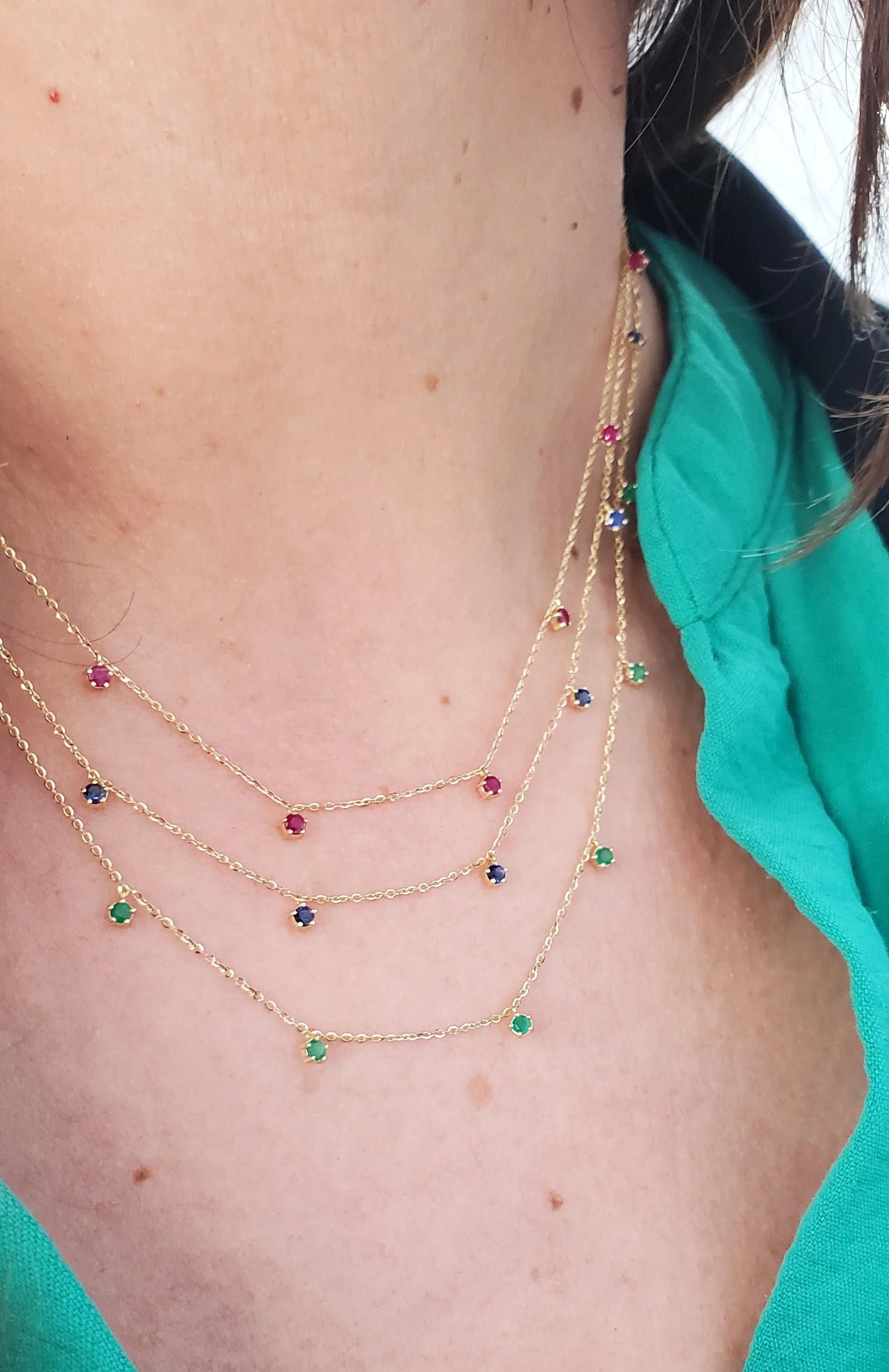 Multi Dangling Color Stone Necklace - Image 2