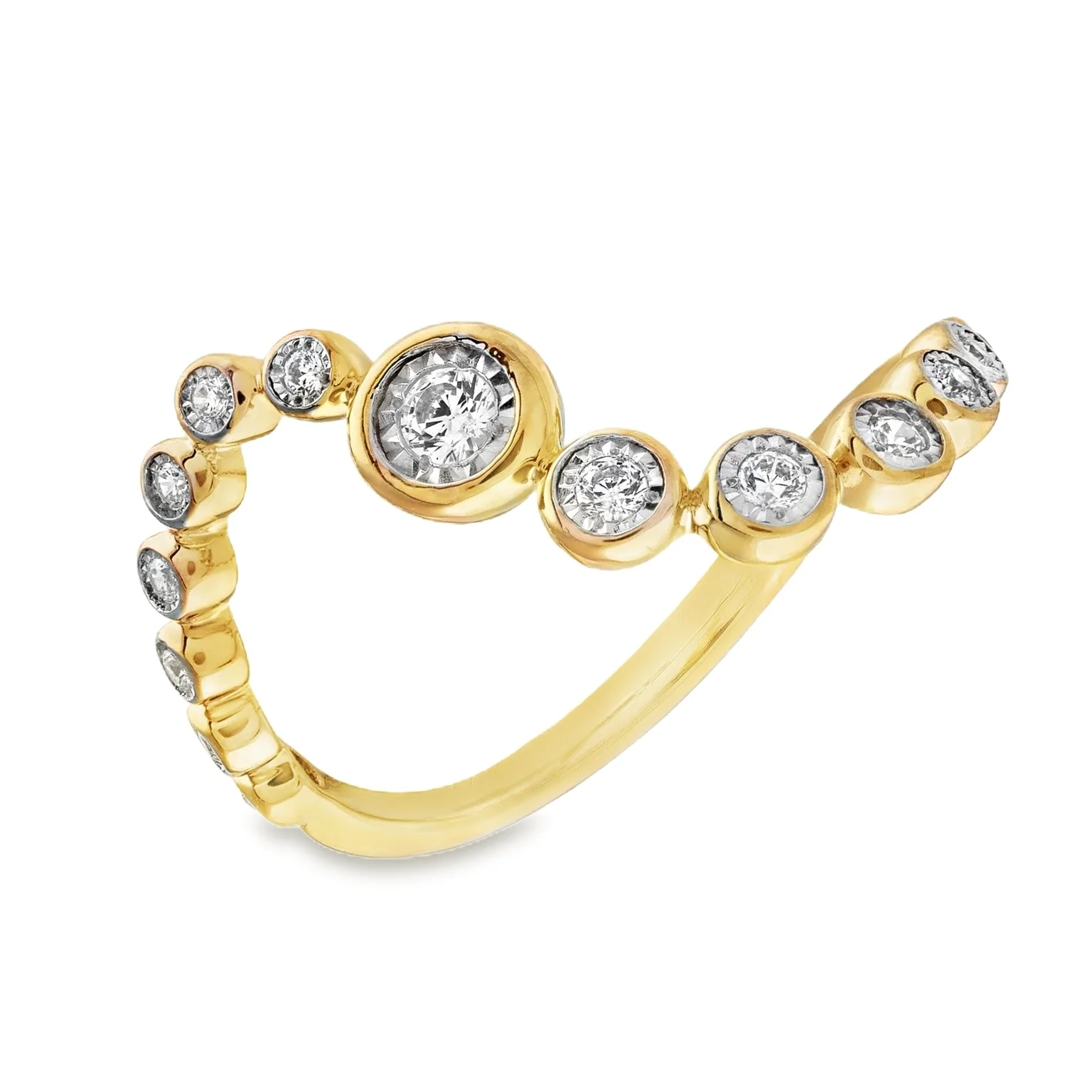 Open Wave Bubble Diamond Ring