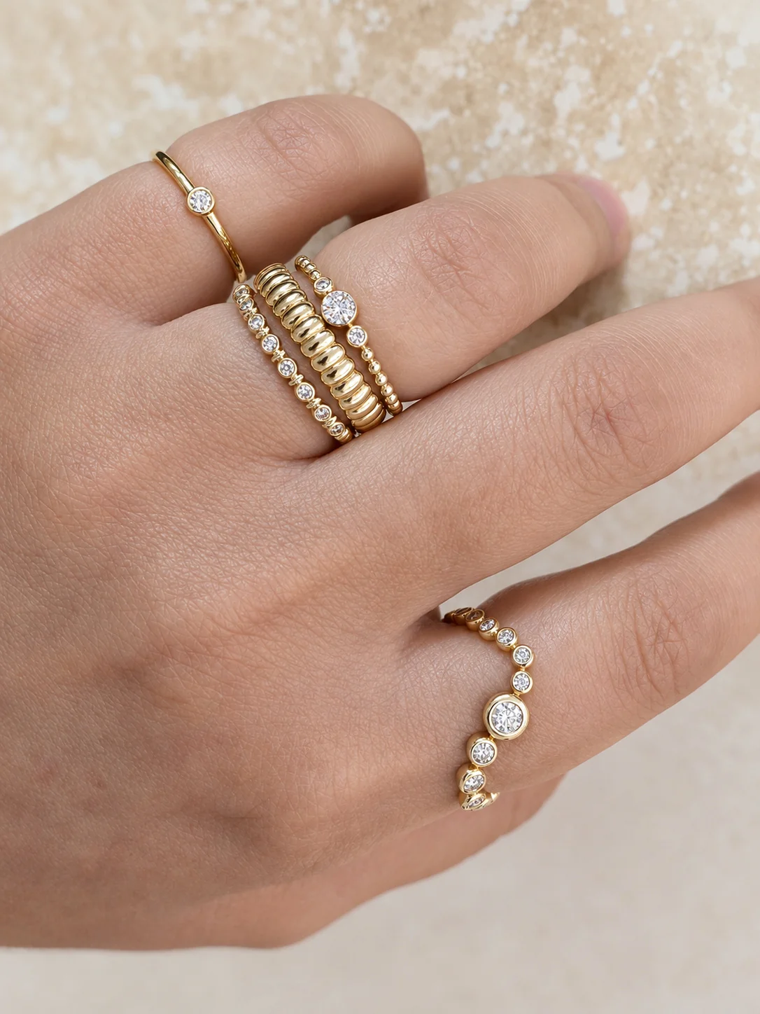 Open Wave Bubble Diamond Ring - Image 3
