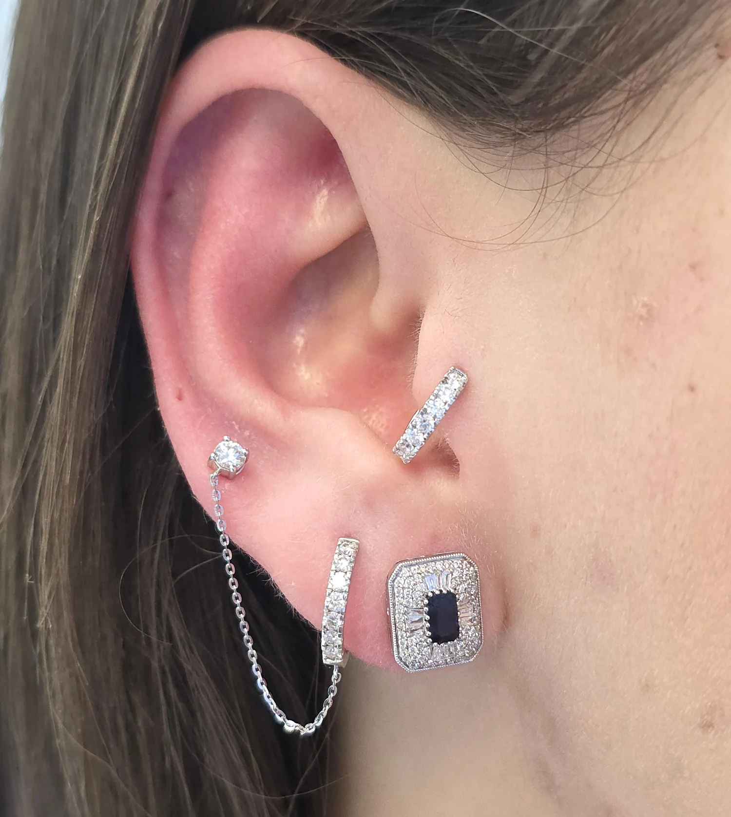 Mini Pave Diamond Huggies - Image 3