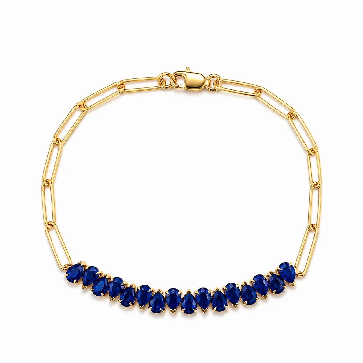 Paperclip Bracelet with Natural Color Stones - Image 2